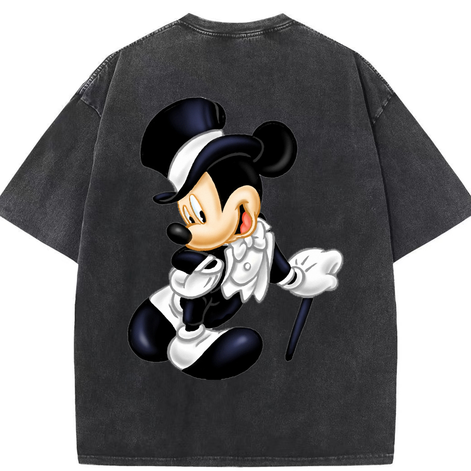 （画像用） ミッキーマウス Mickey Mouse 綿100% ヴィンテージ風 半袖Tシャツ（背面プリント）