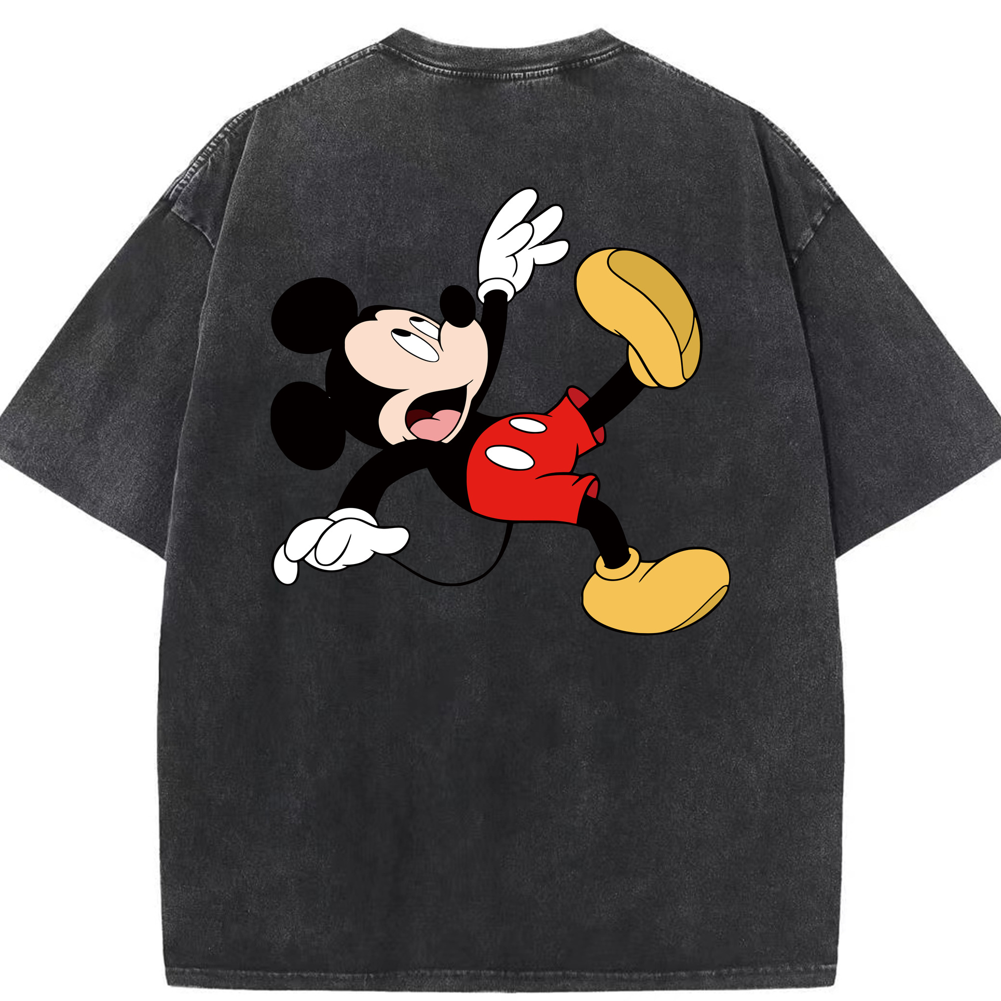 （画像用） ミッキーマウス Mickey Mouse 綿100% ヴィンテージ風 半袖Tシャツ（背面プリント）