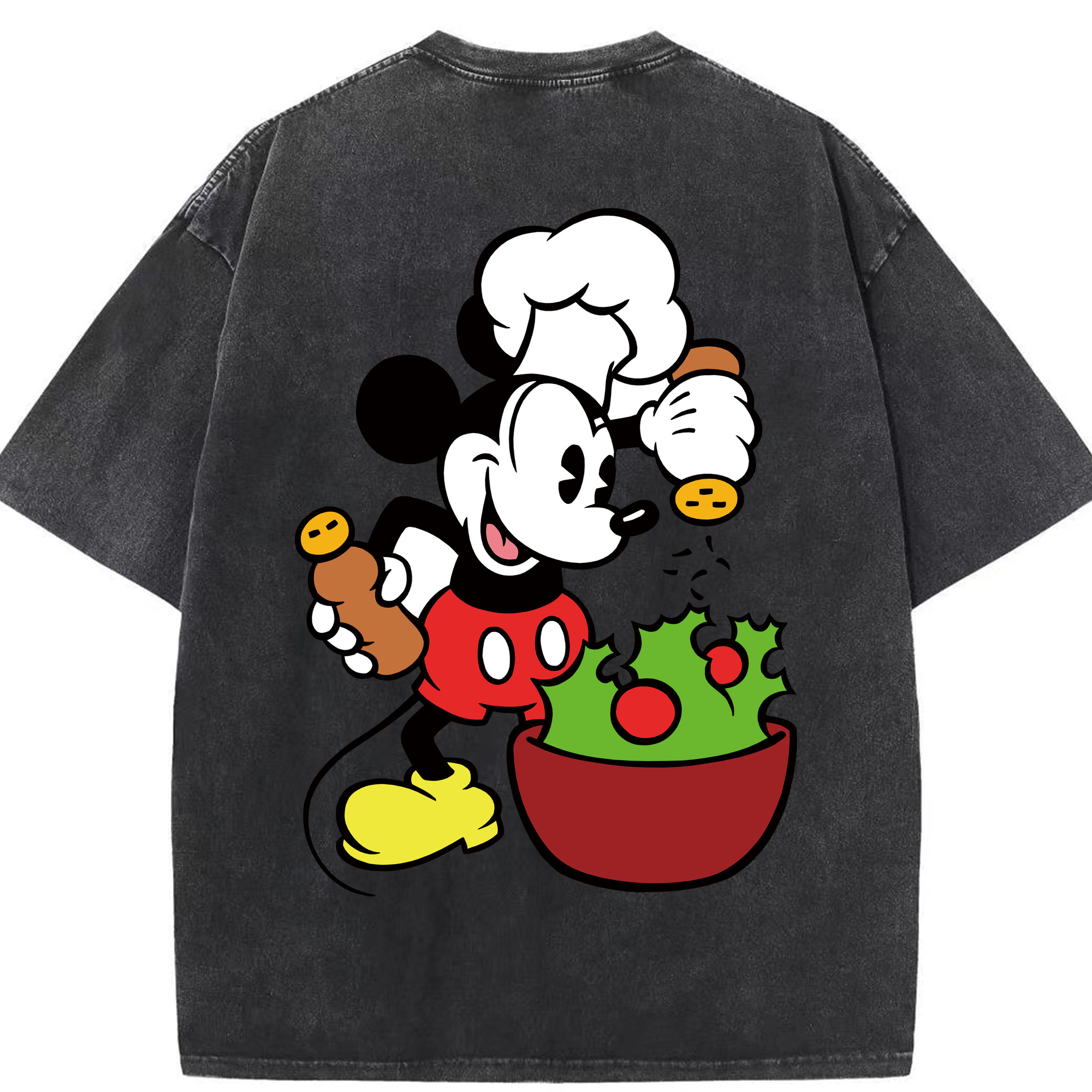 （画像用） ミッキーマウス Mickey Mouse 綿100% ヴィンテージ風 半袖Tシャツ（背面プリント）