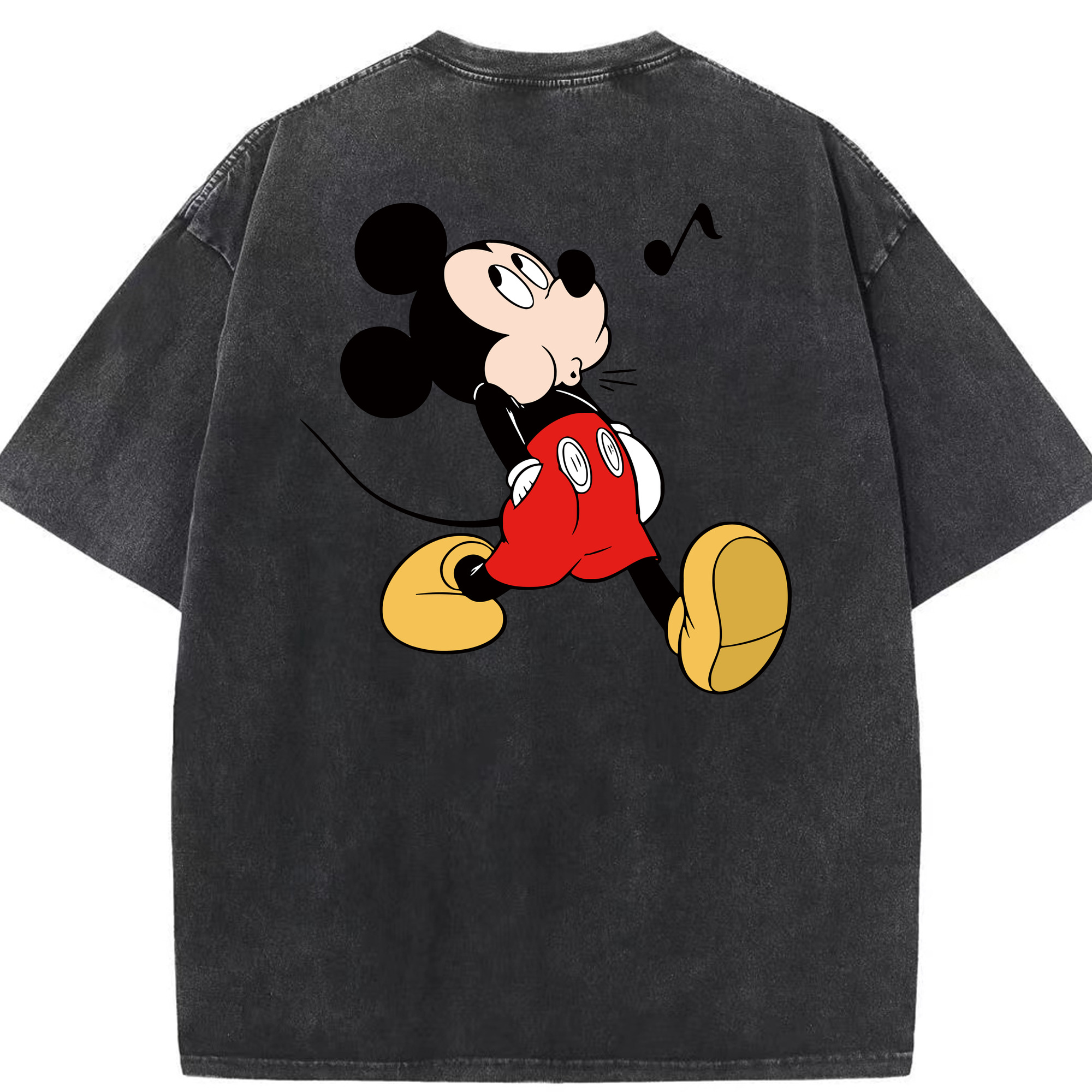 （画像用） ミッキーマウス Mickey Mouse 綿100% ヴィンテージ風 半袖Tシャツ（背面プリント）