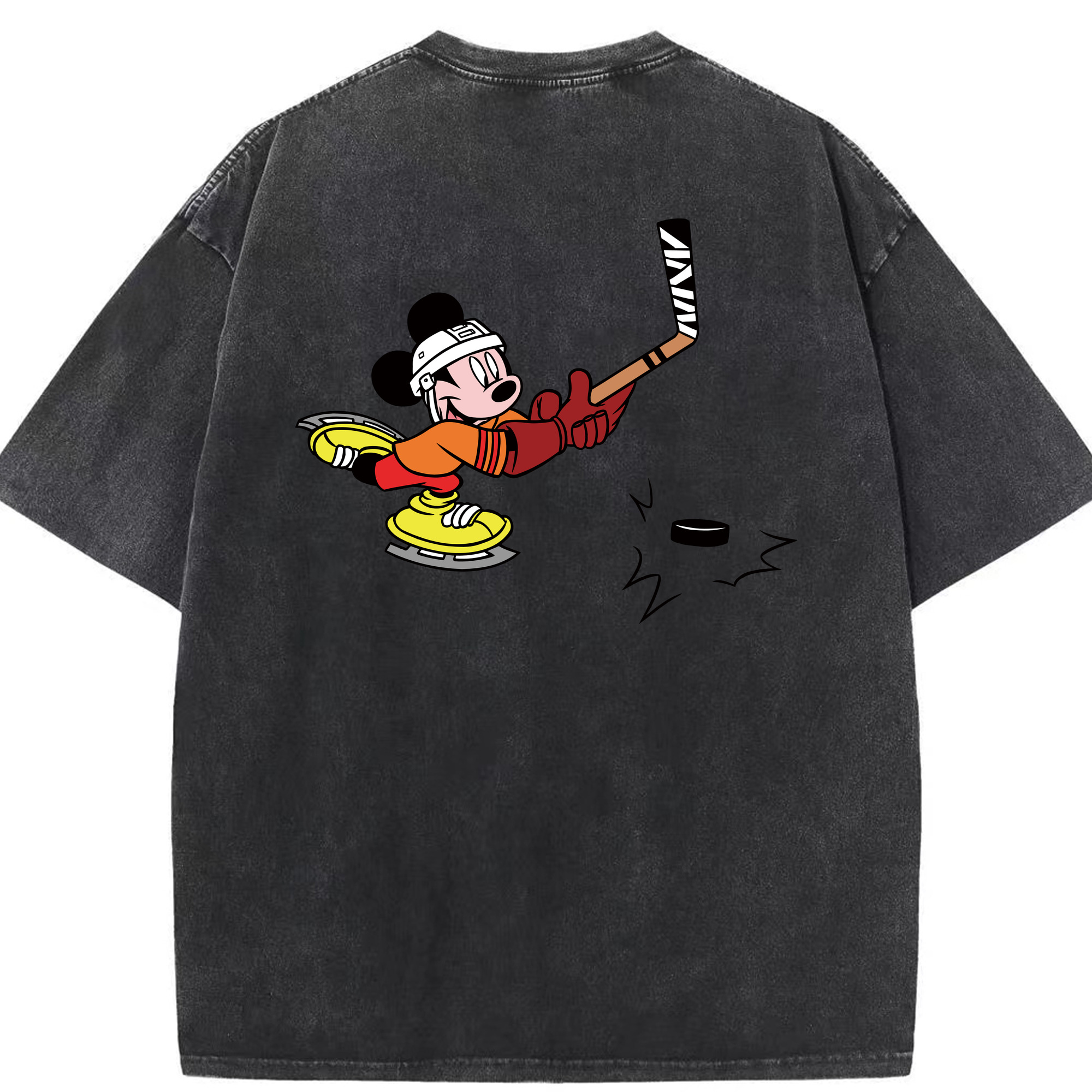 （画像用） ミッキーマウス Mickey Mouse 綿100% ヴィンテージ風 半袖Tシャツ（背面プリント）