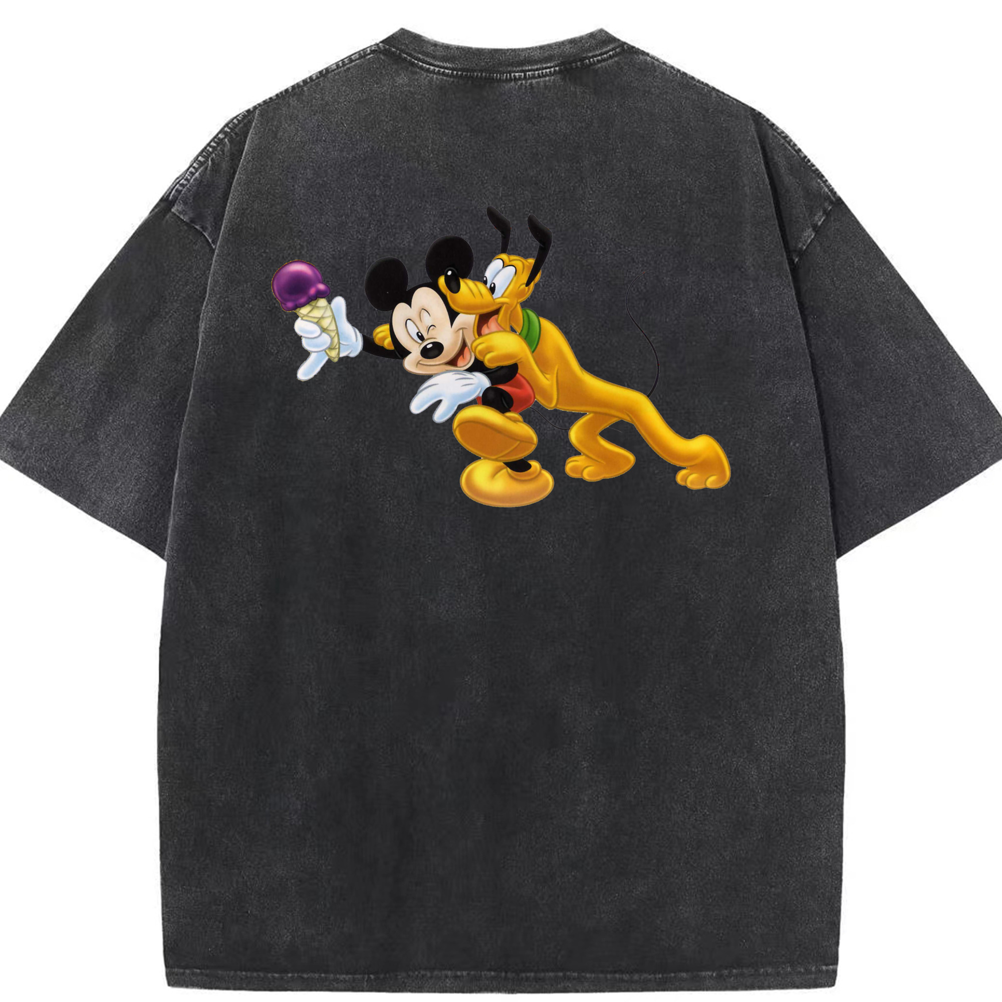 （画像用） ミッキーマウス Mickey Mouse 綿100% ヴィンテージ風 半袖Tシャツ（背面プリント）