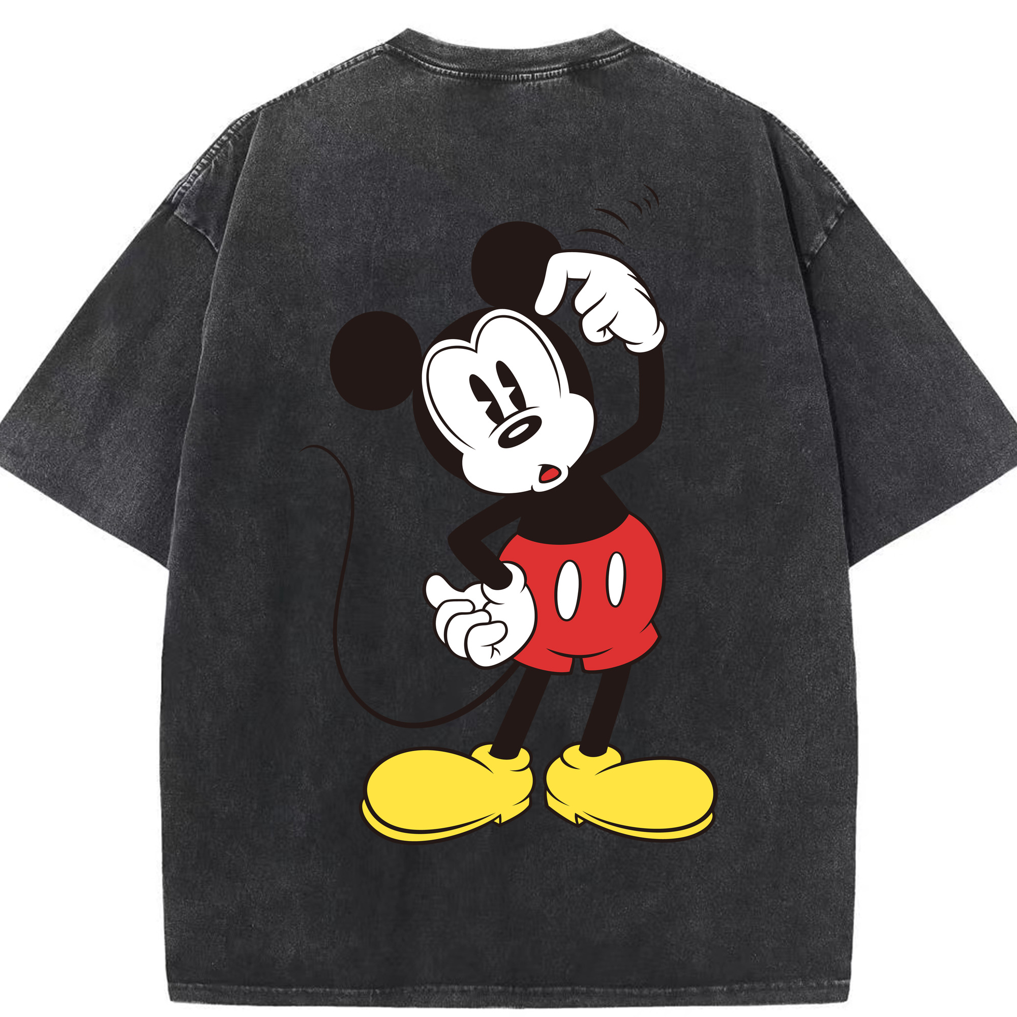 （画像用） ミッキーマウス Mickey Mouse 綿100% ヴィンテージ風 半袖Tシャツ（背面プリント）