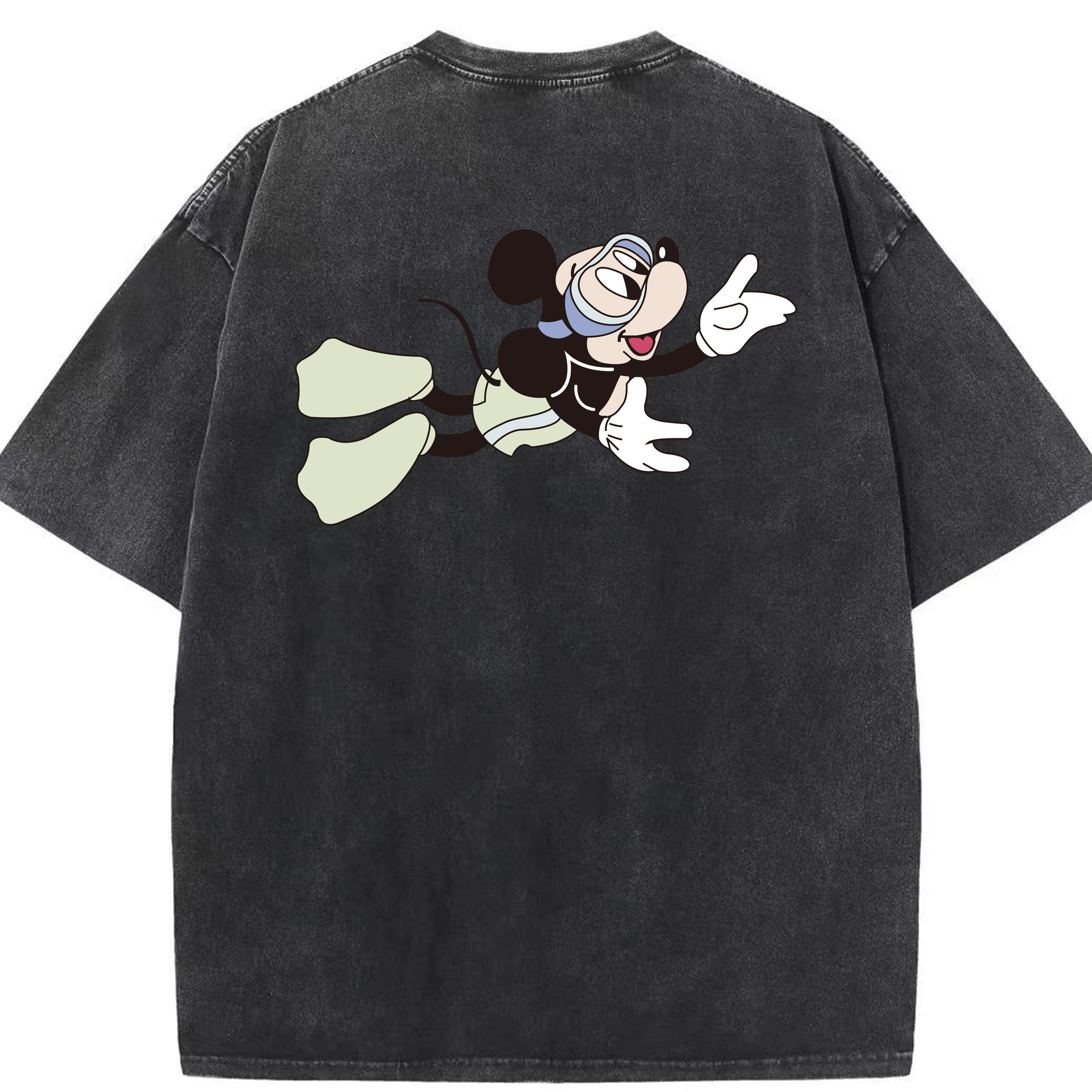 （画像用） ミッキーマウス Mickey Mouse 綿100% ヴィンテージ風 半袖Tシャツ（背面プリント）