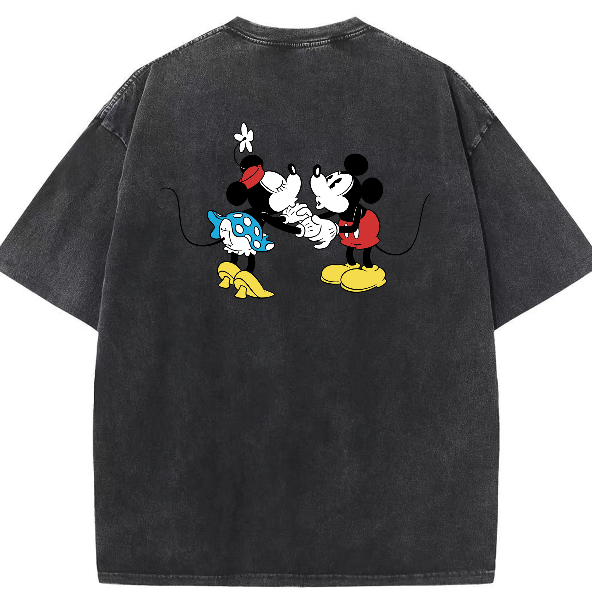 （画像用） ミッキーマウス Mickey Mouse 綿100% ヴィンテージ風 半袖Tシャツ（背面プリント）
