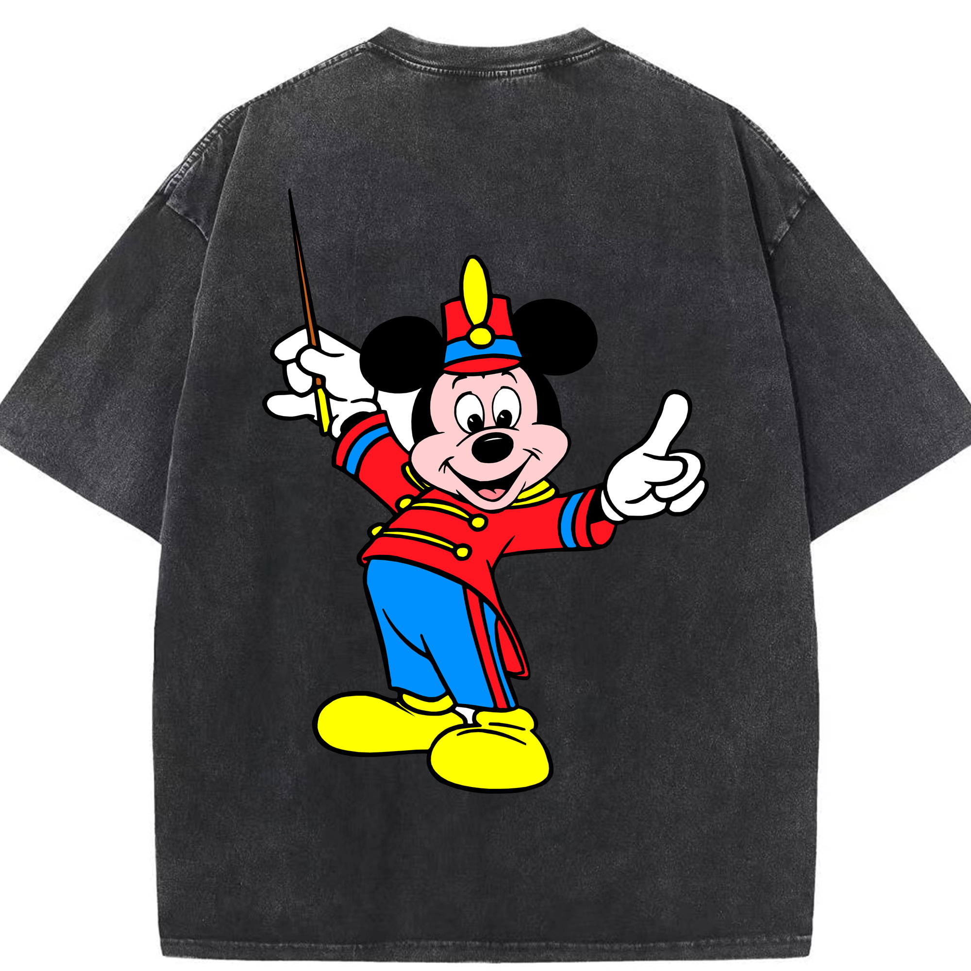 （画像用） ミッキーマウス Mickey Mouse 綿100% ヴィンテージ風 半袖Tシャツ（背面プリント）