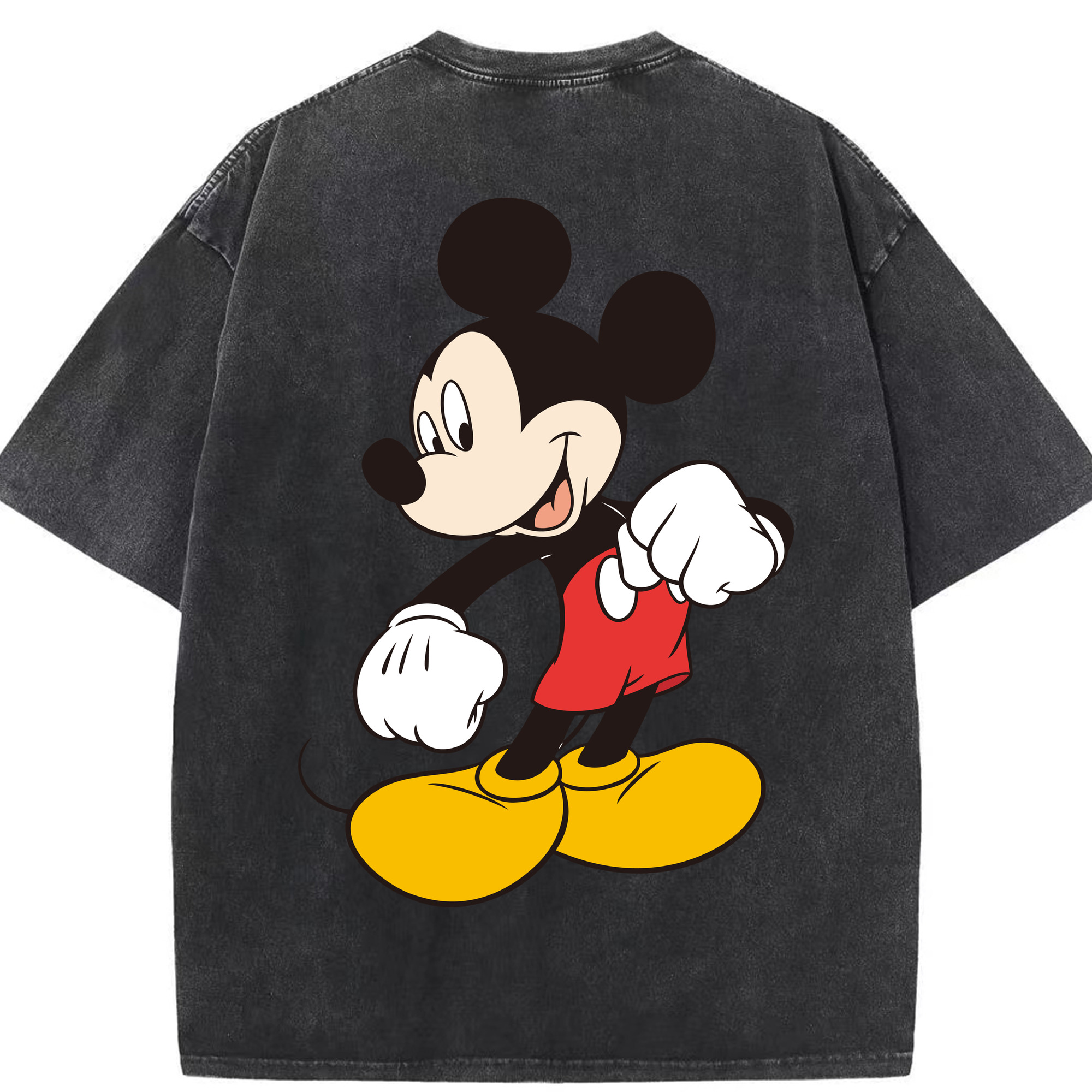 （画像用） ミッキーマウス Mickey Mouse 綿100% ヴィンテージ風 半袖Tシャツ（背面プリント）