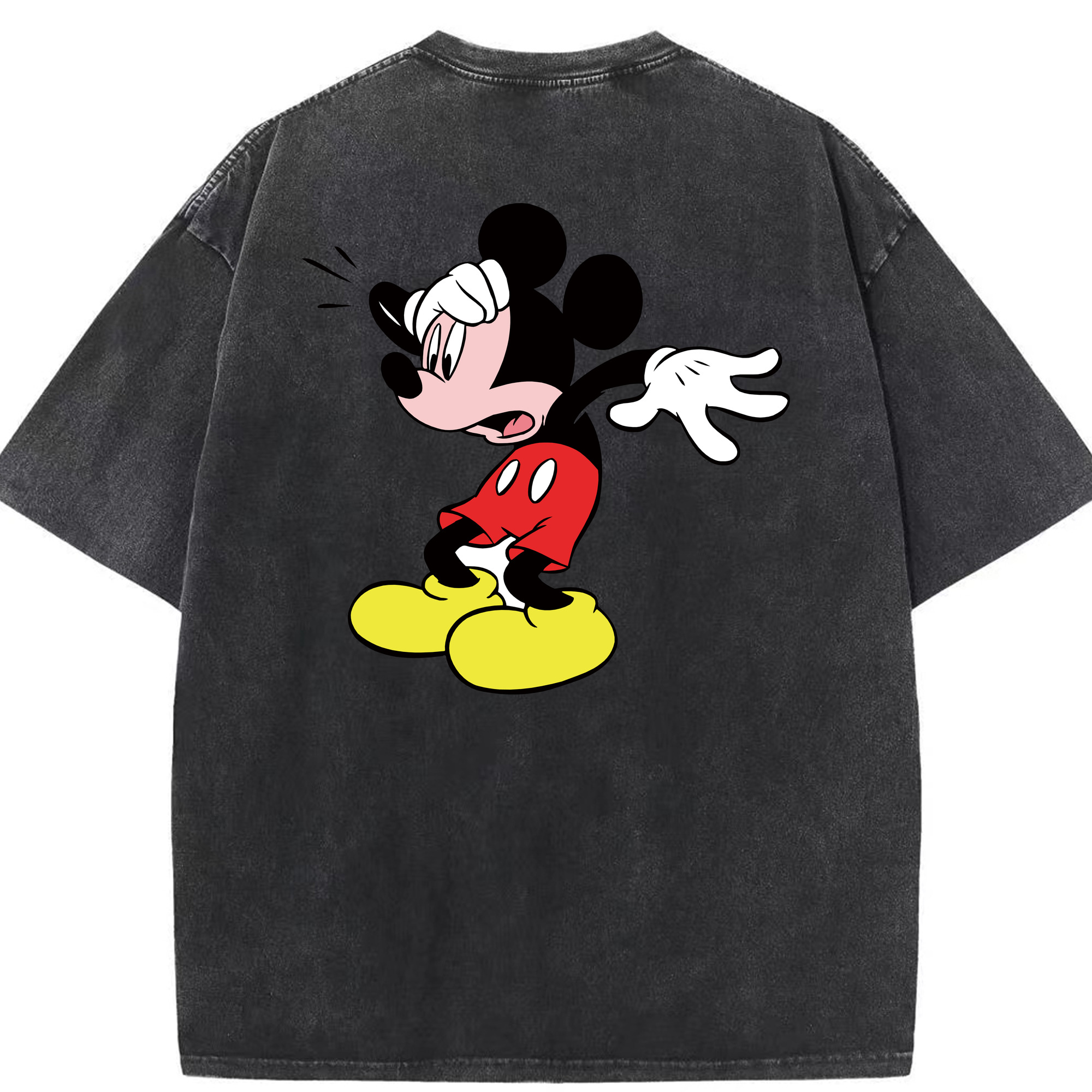 （画像用） ミッキーマウス Mickey Mouse 綿100% ヴィンテージ風 半袖Tシャツ（背面プリント）