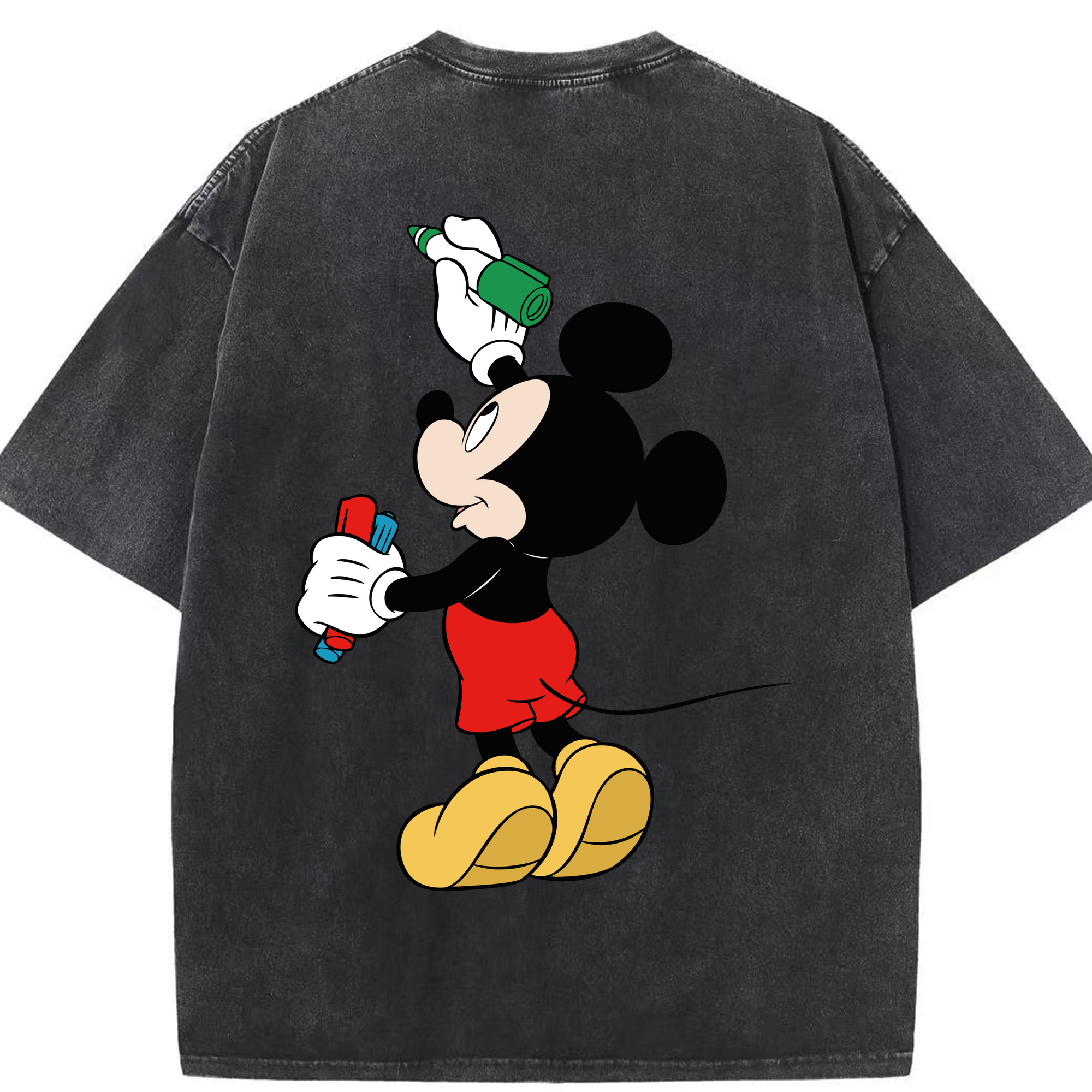 （画像用） ミッキーマウス Mickey Mouse 綿100% ヴィンテージ風 半袖Tシャツ（背面プリント）