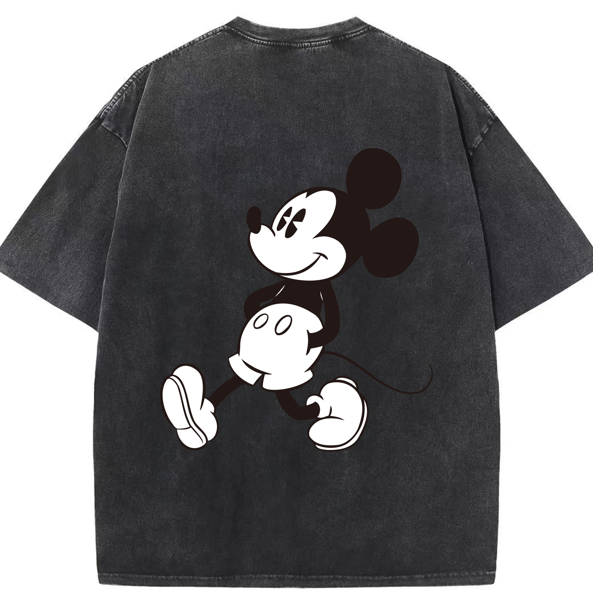 （画像用） ミッキーマウス Mickey Mouse 綿100% ヴィンテージ風 半袖Tシャツ（背面プリント）