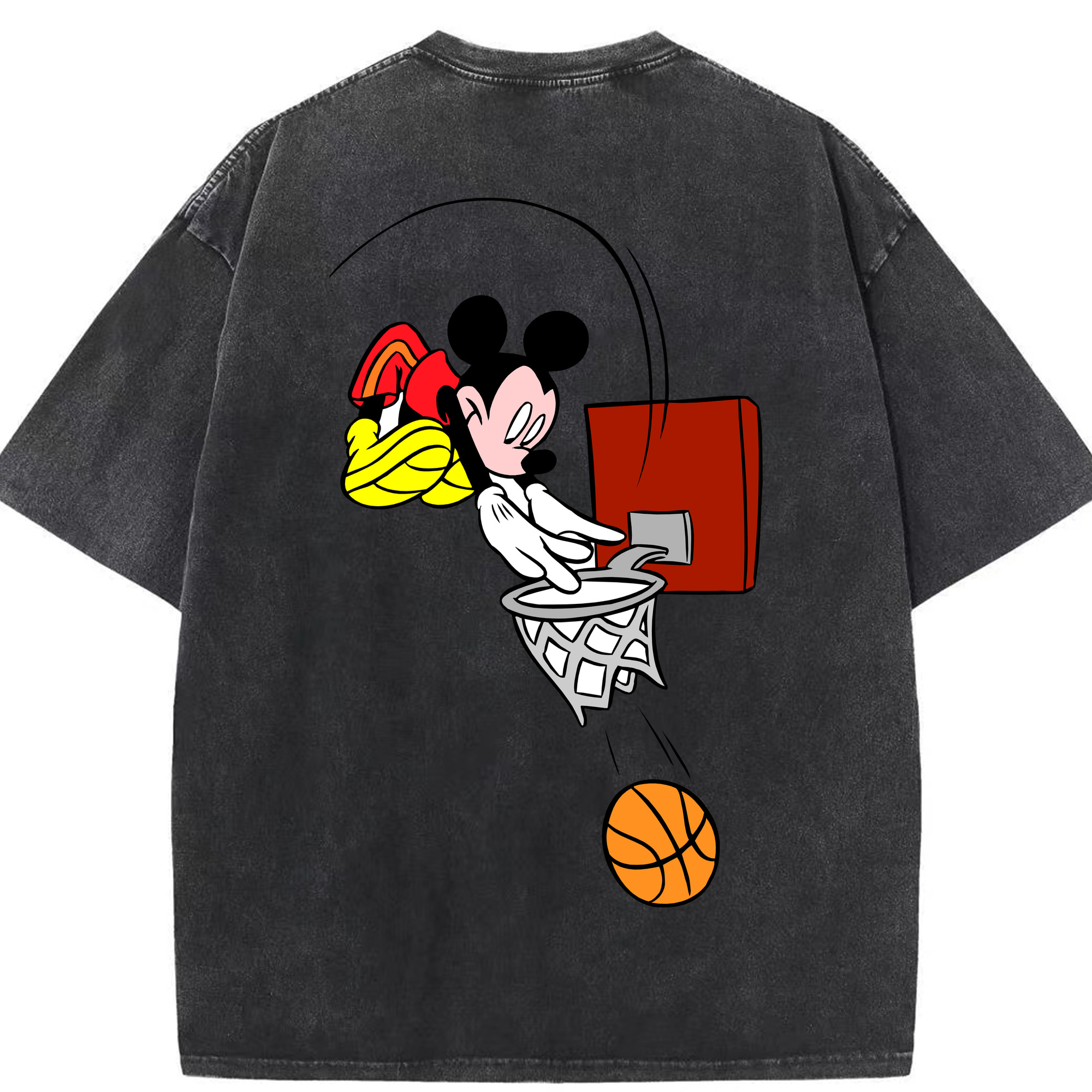（画像用） ミッキーマウス Mickey Mouse 綿100% ヴィンテージ風 半袖Tシャツ（背面プリント）