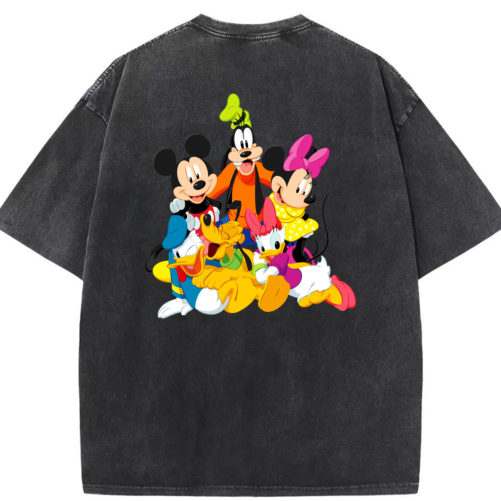（画像用） ミッキーマウス Mickey Mouse 綿100% ヴィンテージ風 半袖Tシャツ（背面プリント）