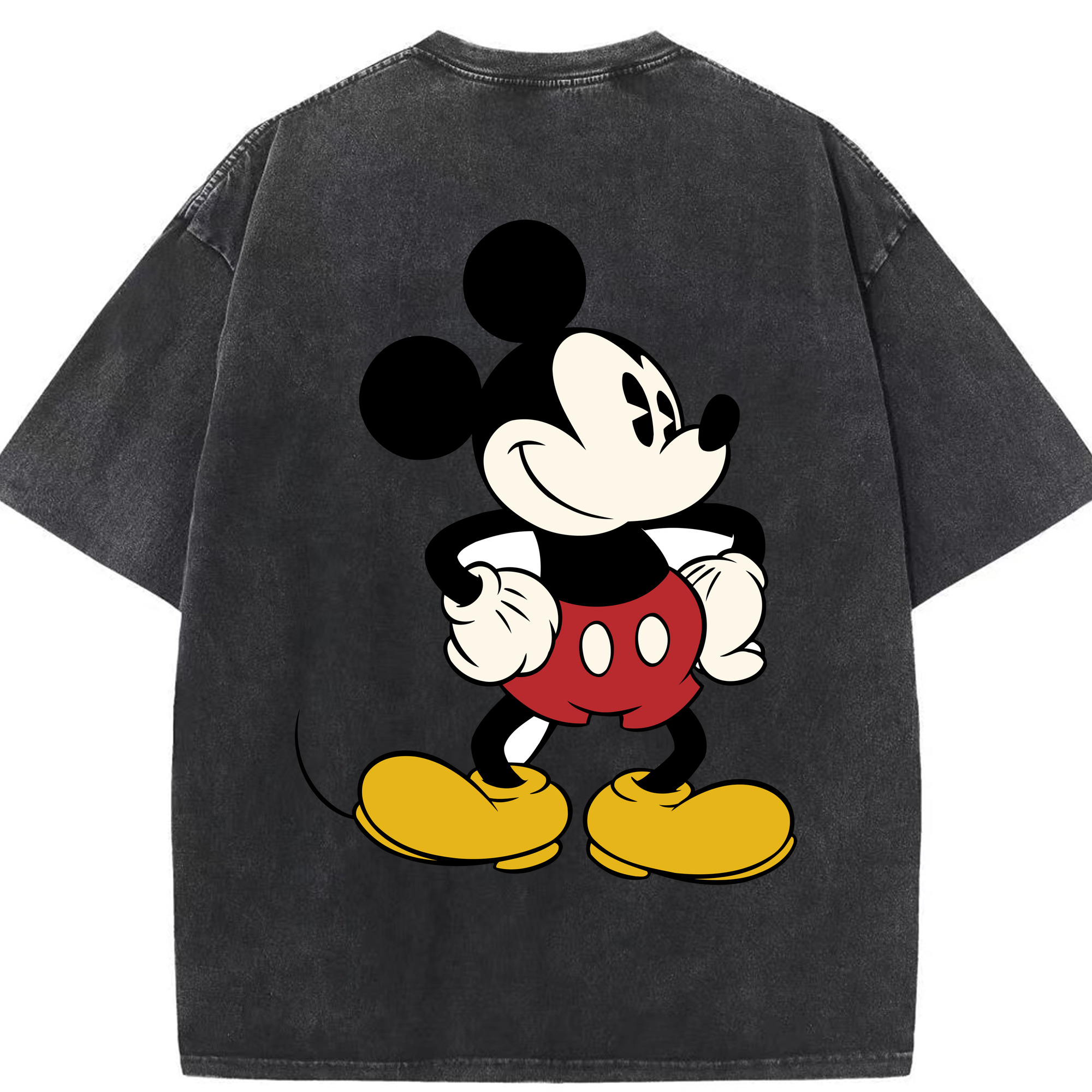 （画像用） ミッキーマウス Mickey Mouse 綿100% ヴィンテージ風 半袖Tシャツ（背面プリント）