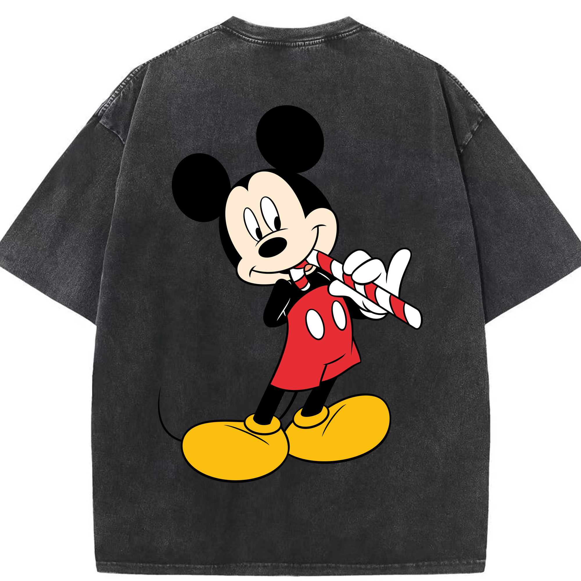 （画像用） ミッキーマウス Mickey Mouse 綿100% ヴィンテージ風 半袖Tシャツ（背面プリント）