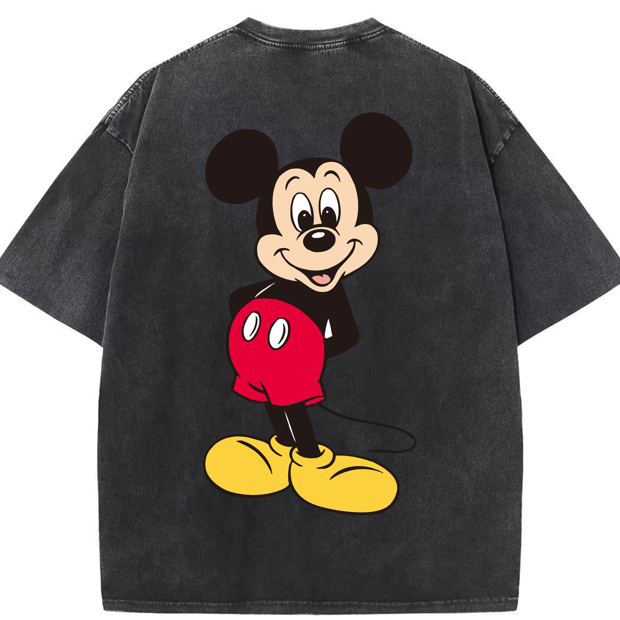 （画像用） ミッキーマウス Mickey Mouse 綿100% ヴィンテージ風 半袖Tシャツ（背面プリント）