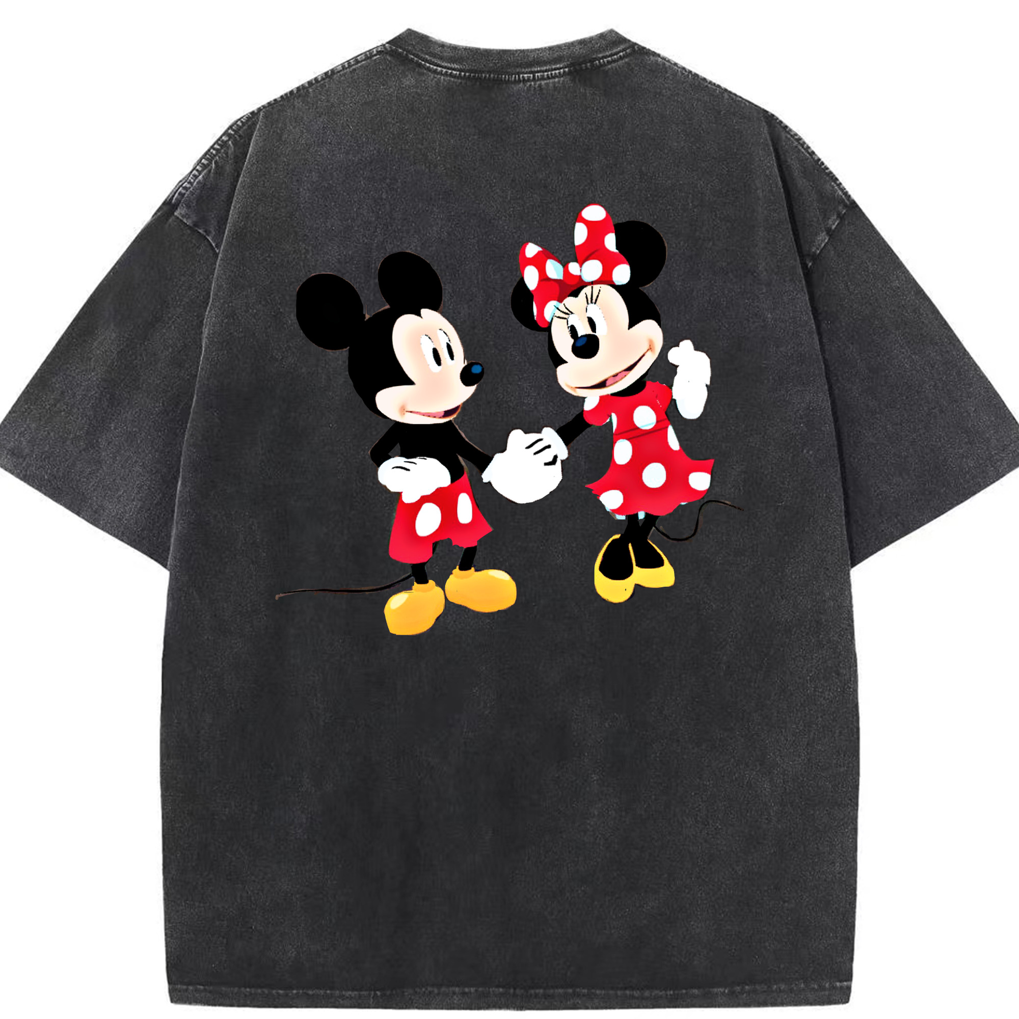 （画像用） ミッキーマウス Mickey Mouse 綿100% ヴィンテージ風 半袖Tシャツ（背面プリント）