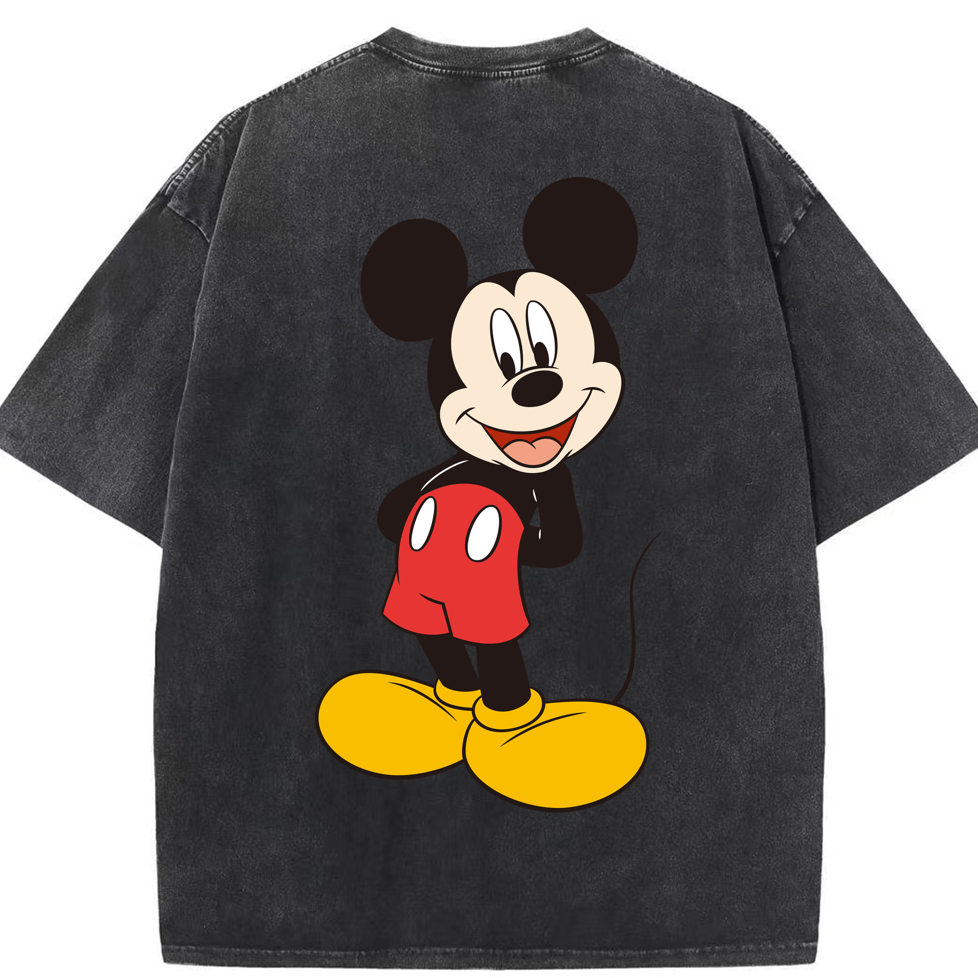 （画像用） ミッキーマウス Mickey Mouse 綿100% ヴィンテージ風 半袖Tシャツ（背面プリント）