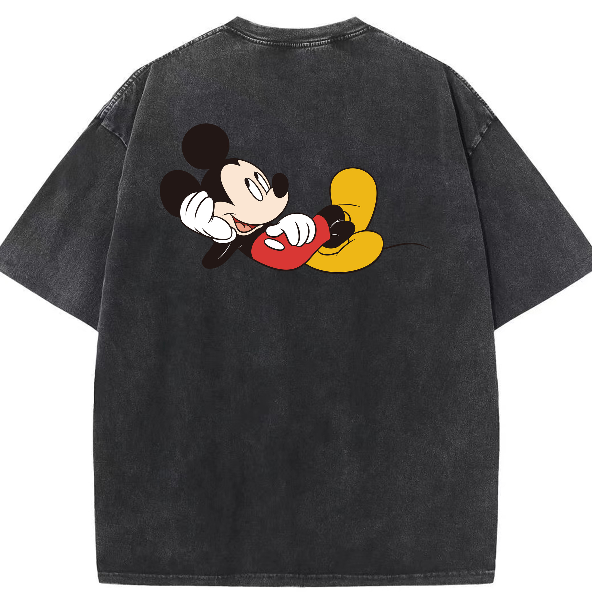 （画像用） ミッキーマウス Mickey Mouse 綿100% ヴィンテージ風 半袖Tシャツ（背面プリント）