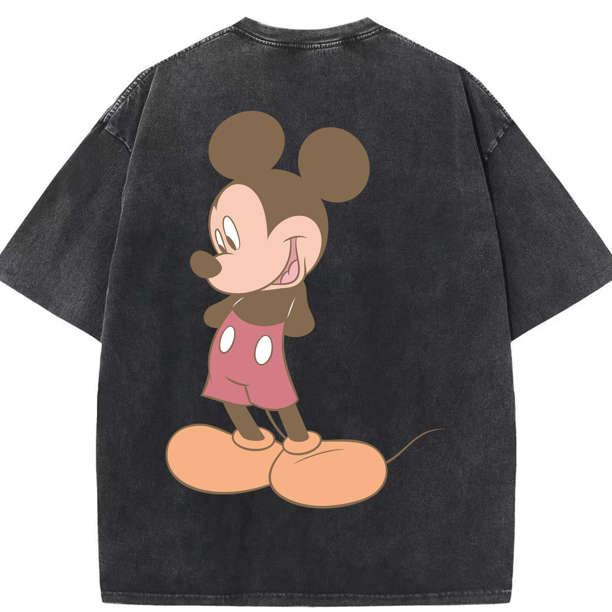 （画像用） ミッキーマウス Mickey Mouse 綿100% ヴィンテージ風 半袖Tシャツ（背面プリント）