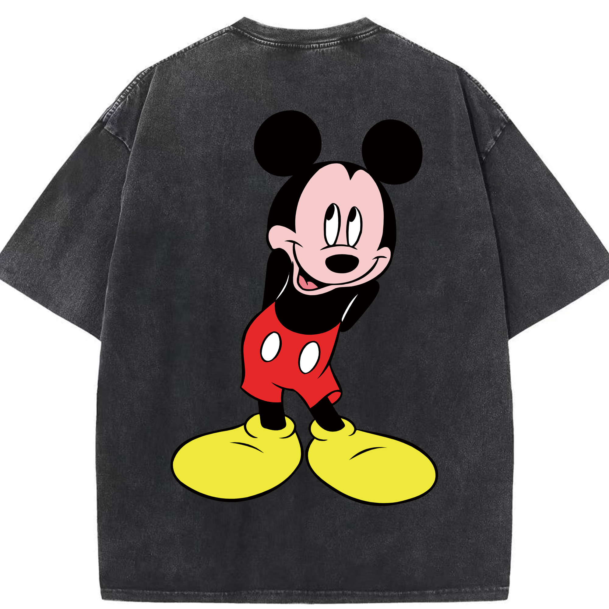 （画像用） ミッキーマウス Mickey Mouse 綿100% ヴィンテージ風 半袖Tシャツ（背面プリント）