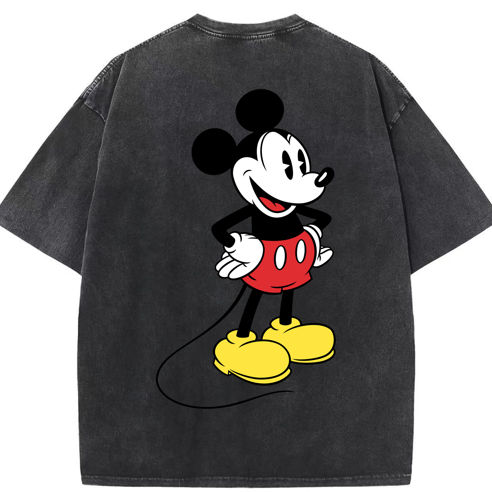 （画像用） ミッキーマウス Mickey Mouse 綿100% ヴィンテージ風 半袖Tシャツ（背面プリント）