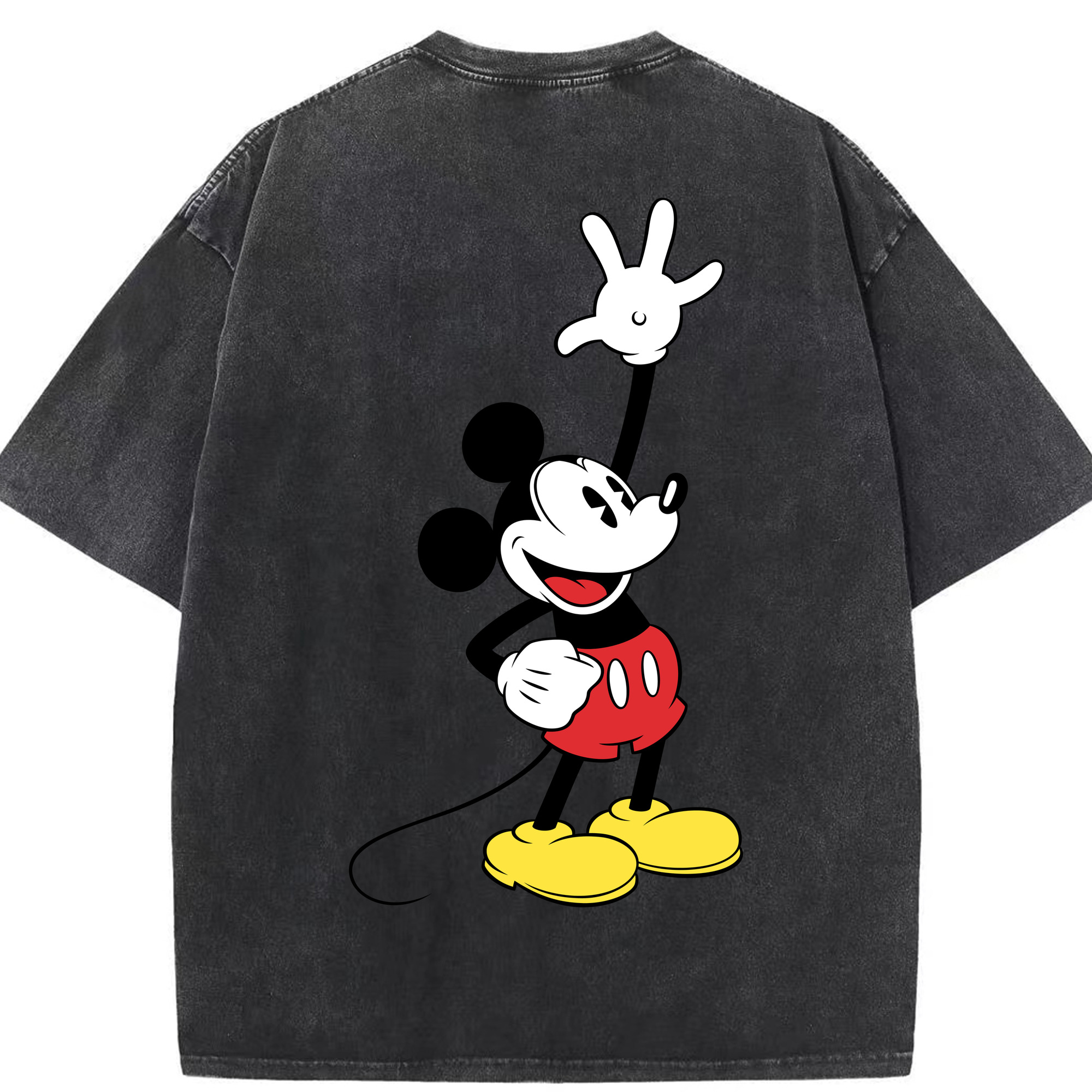 （画像用） ミッキーマウス Mickey Mouse 綿100% ヴィンテージ風 半袖Tシャツ（背面プリント）