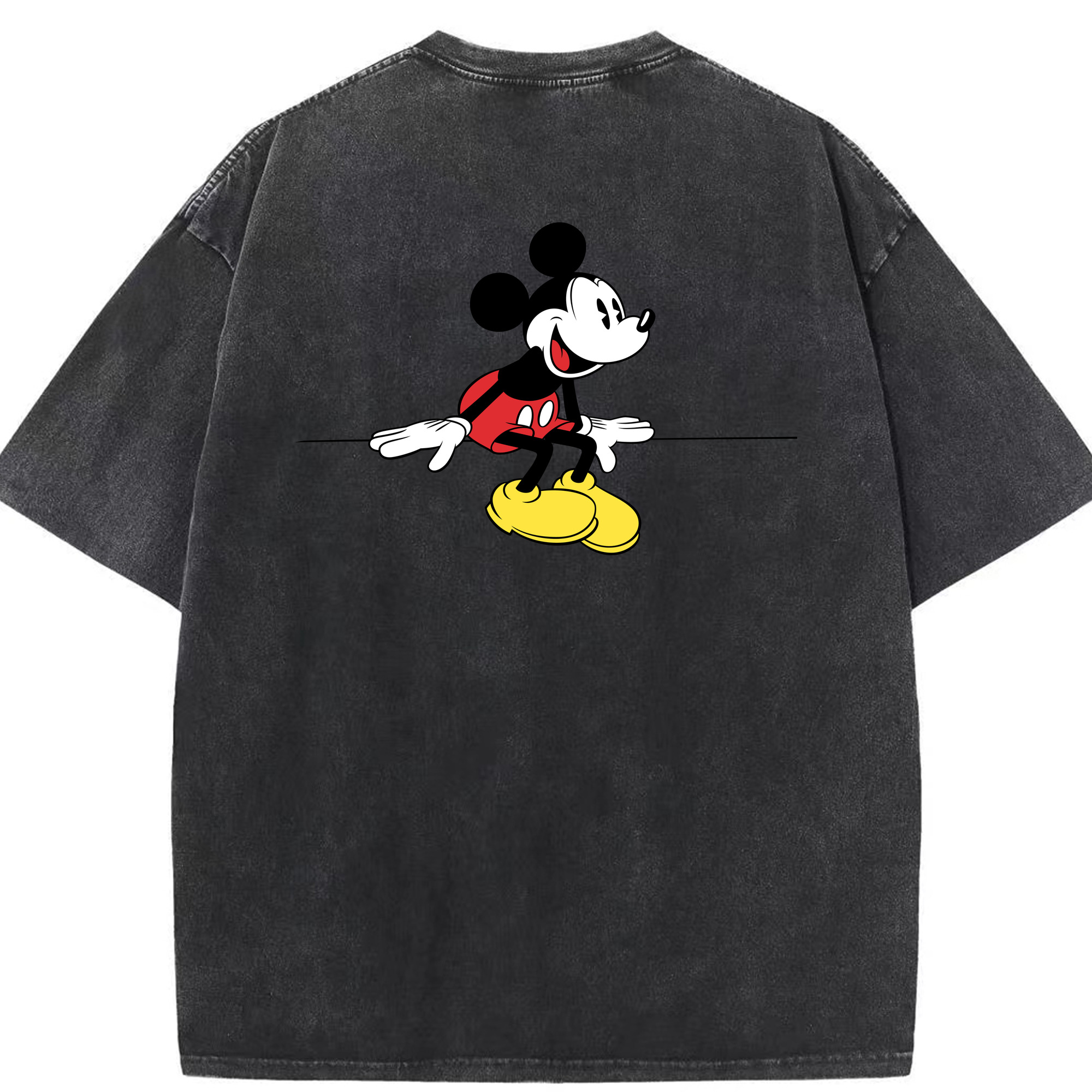 （画像用） ミッキーマウス Mickey Mouse 綿100% ヴィンテージ風 半袖Tシャツ（背面プリント）