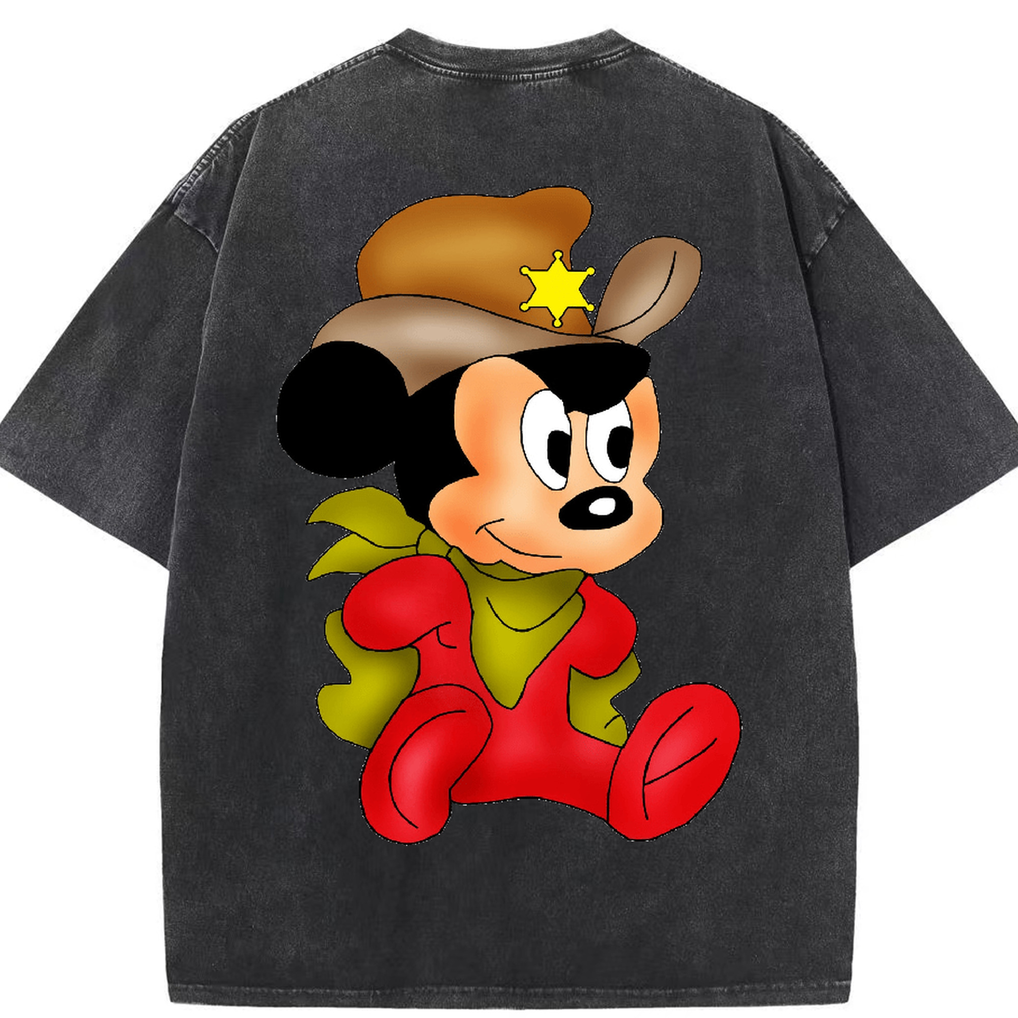 （画像用） ミッキーマウス Mickey Mouse 綿100% ヴィンテージ風 半袖Tシャツ（背面プリント）
