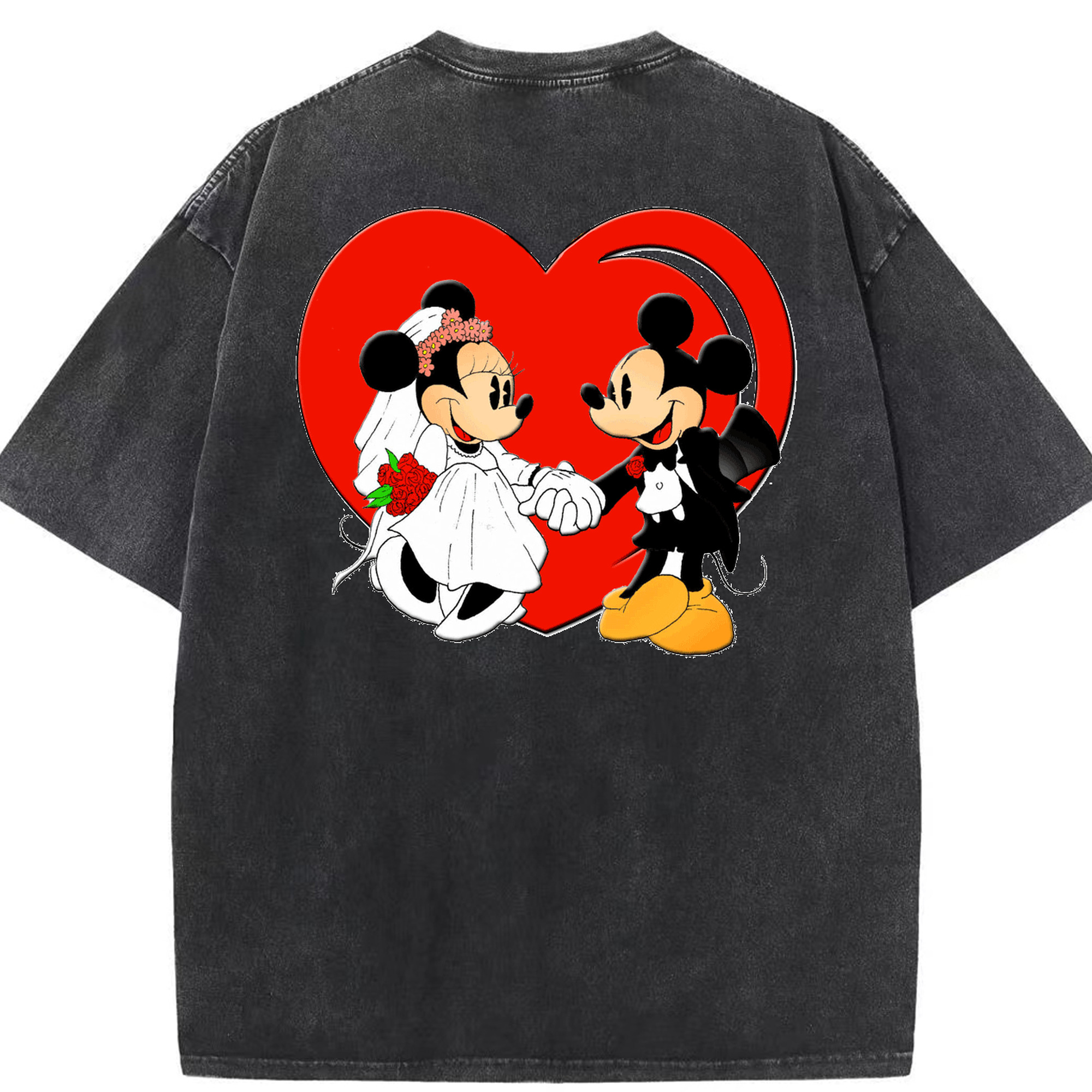 （画像用） ミッキーマウス Mickey Mouse 綿100% ヴィンテージ風 半袖Tシャツ（背面プリント）
