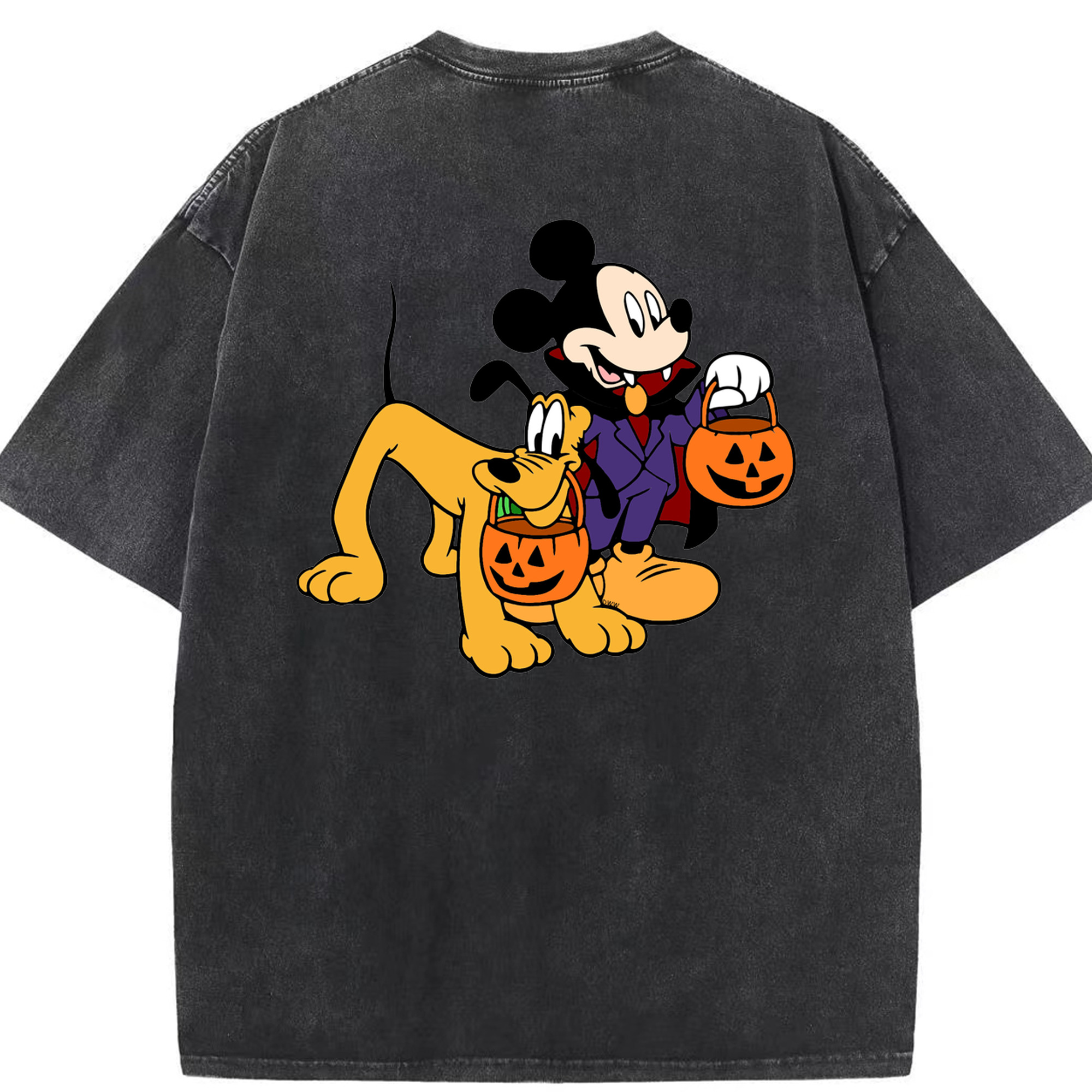 （画像用） ミッキーマウス Mickey Mouse 綿100% ヴィンテージ風 半袖Tシャツ（背面プリント）
