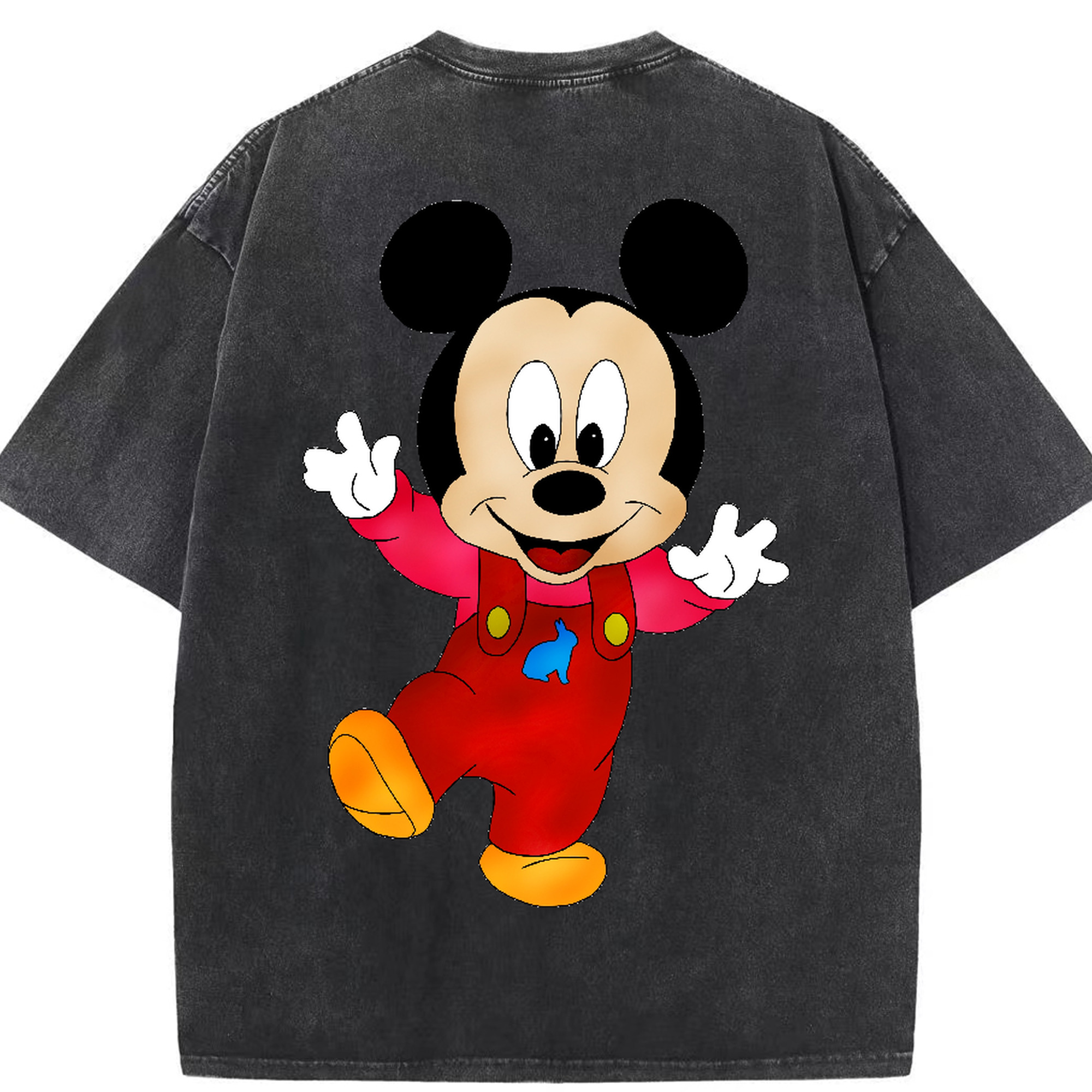（画像用） ミッキーマウス Mickey Mouse 綿100% ヴィンテージ風 半袖Tシャツ（背面プリント）