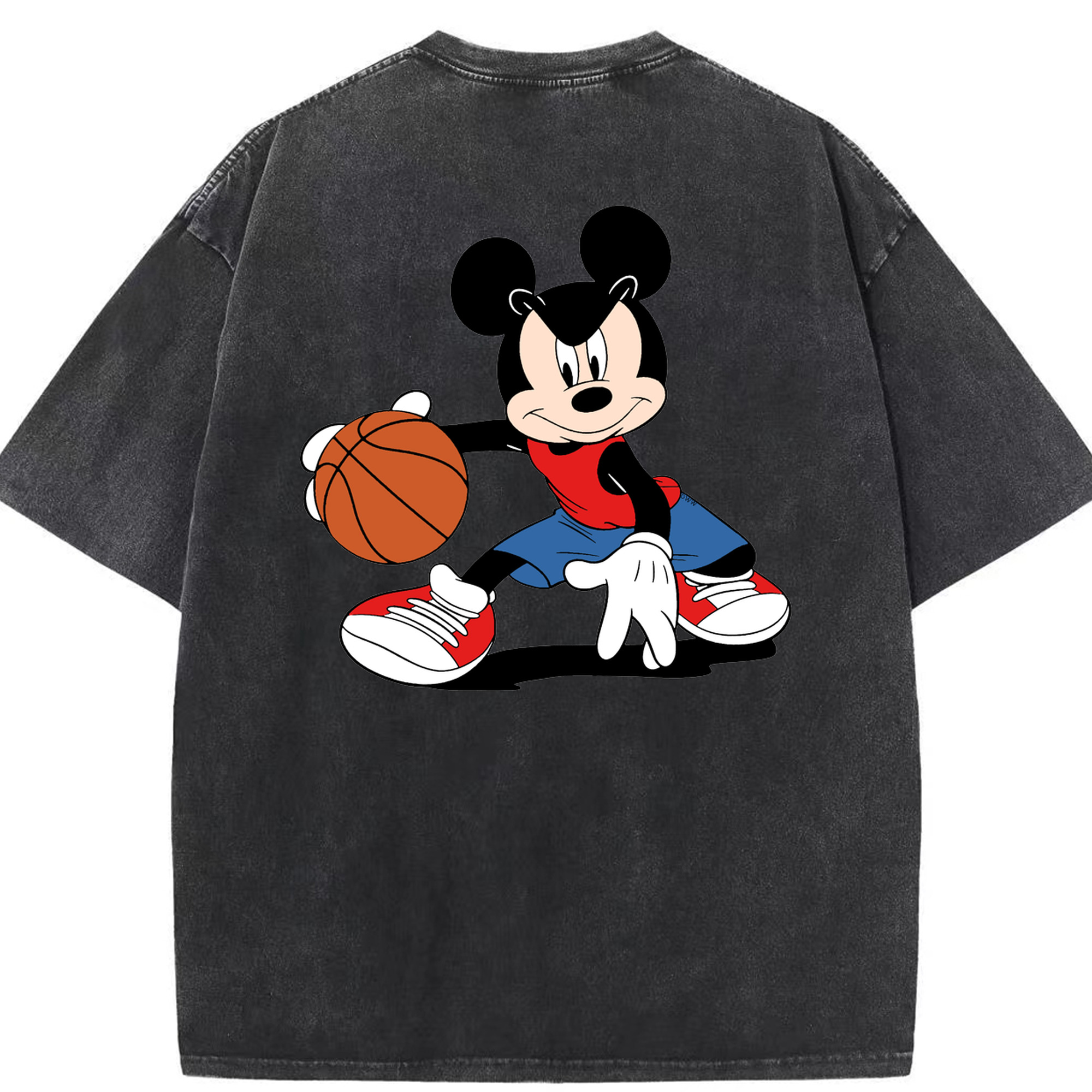 （画像用） ミッキーマウス Mickey Mouse 綿100% ヴィンテージ風 半袖Tシャツ（背面プリント）