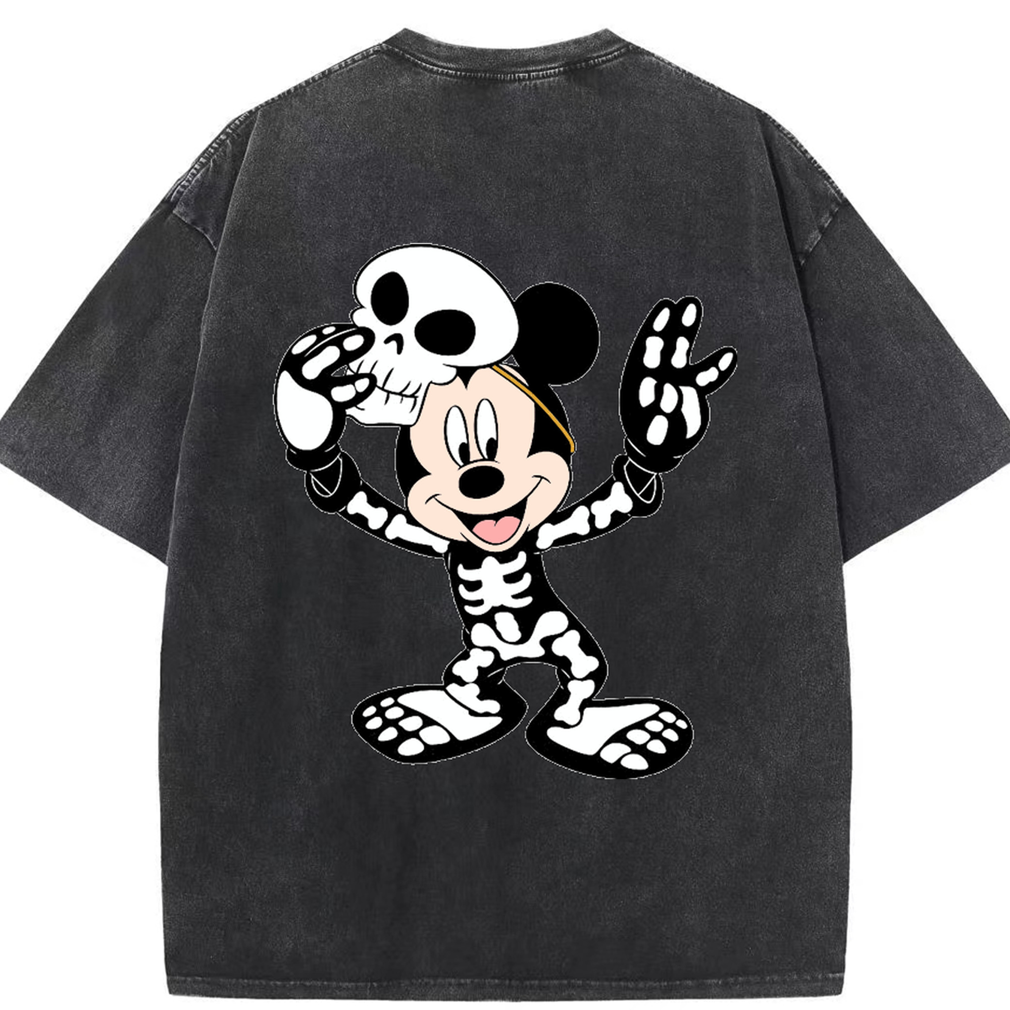 （画像用） ミッキーマウス Mickey Mouse 綿100% ヴィンテージ風 半袖Tシャツ（背面プリント）