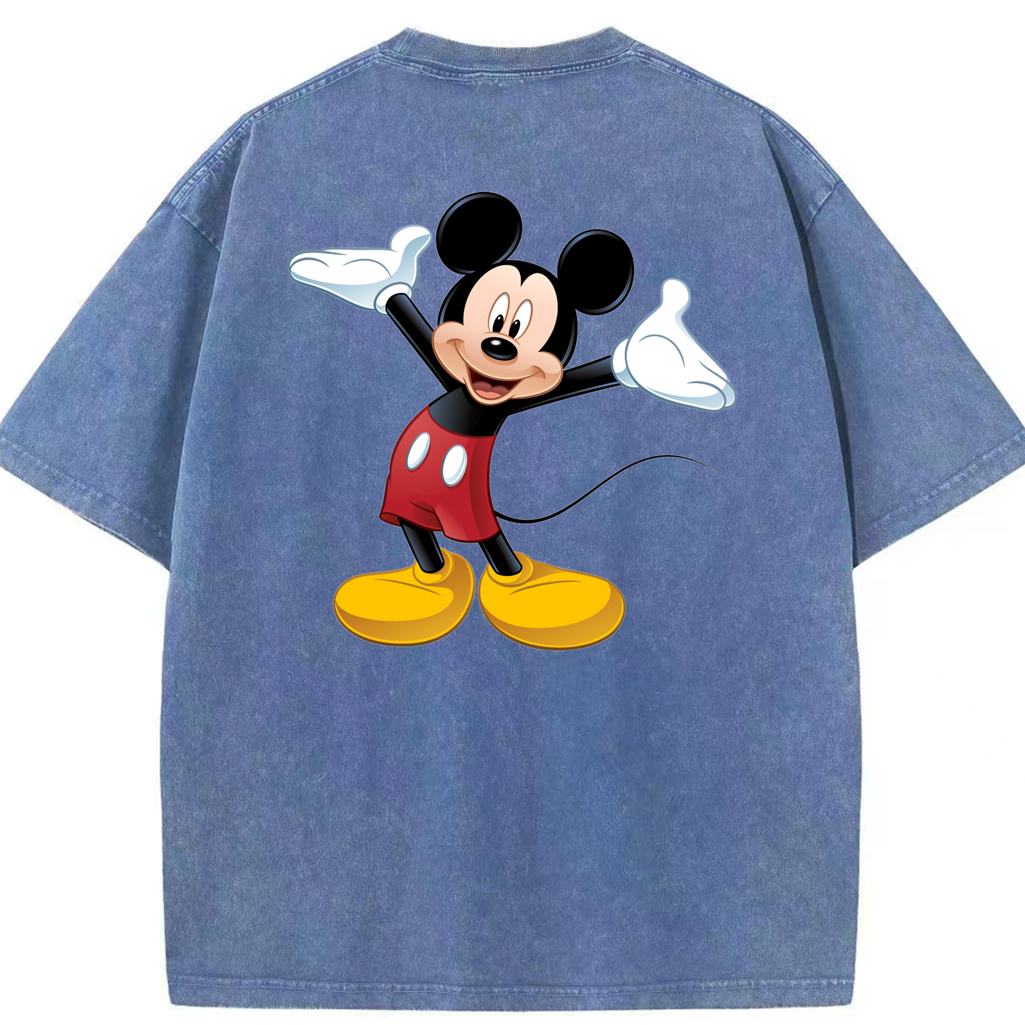 （画像用） ミッキーマウス Mickey Mouse 綿100% ヴィンテージ風 半袖Tシャツ（背面プリント）
