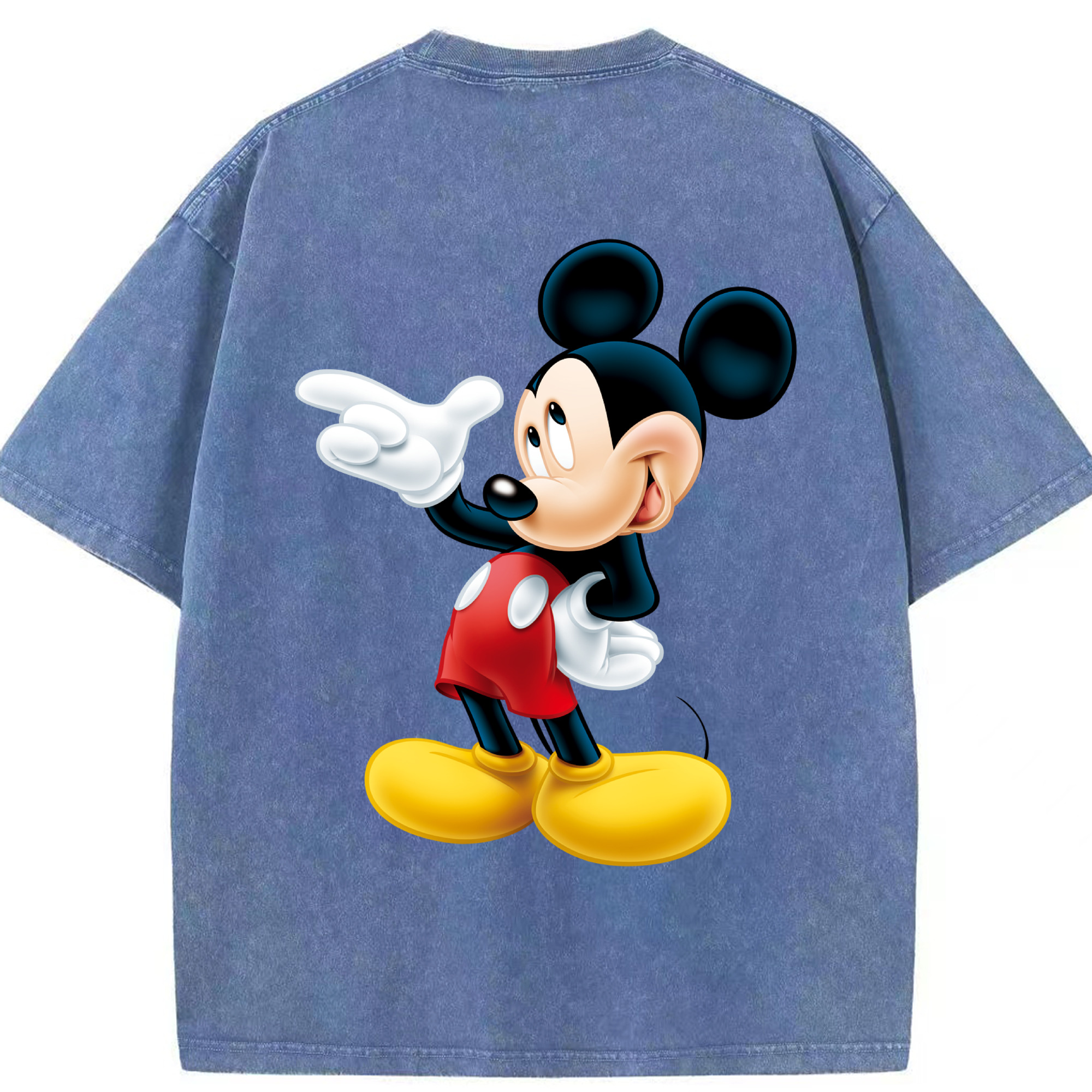 （画像用） ミッキーマウス Mickey Mouse 綿100% ヴィンテージ風 半袖Tシャツ（背面プリント）