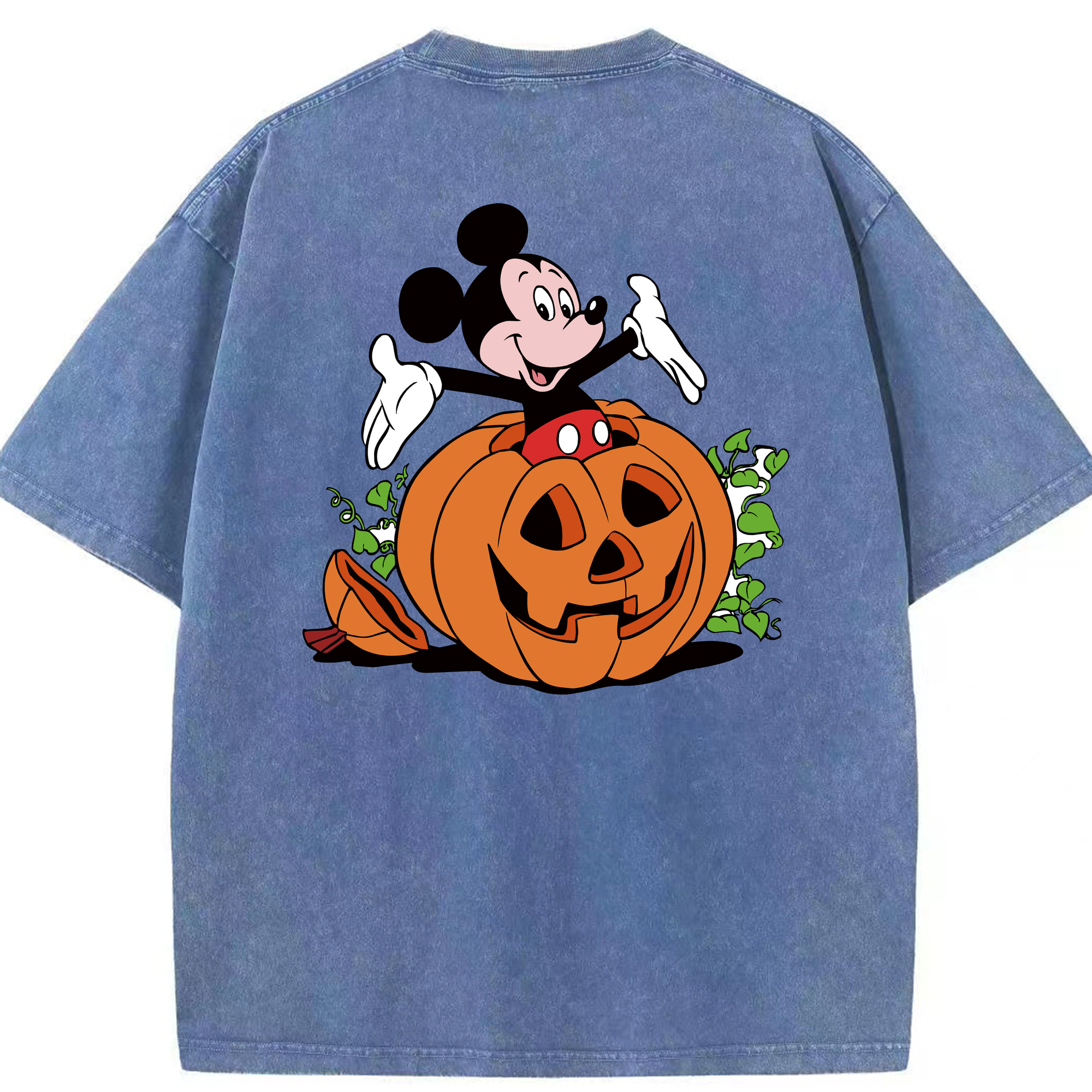 （画像用） ミッキーマウス Mickey Mouse 綿100% ヴィンテージ風 半袖Tシャツ（背面プリント）