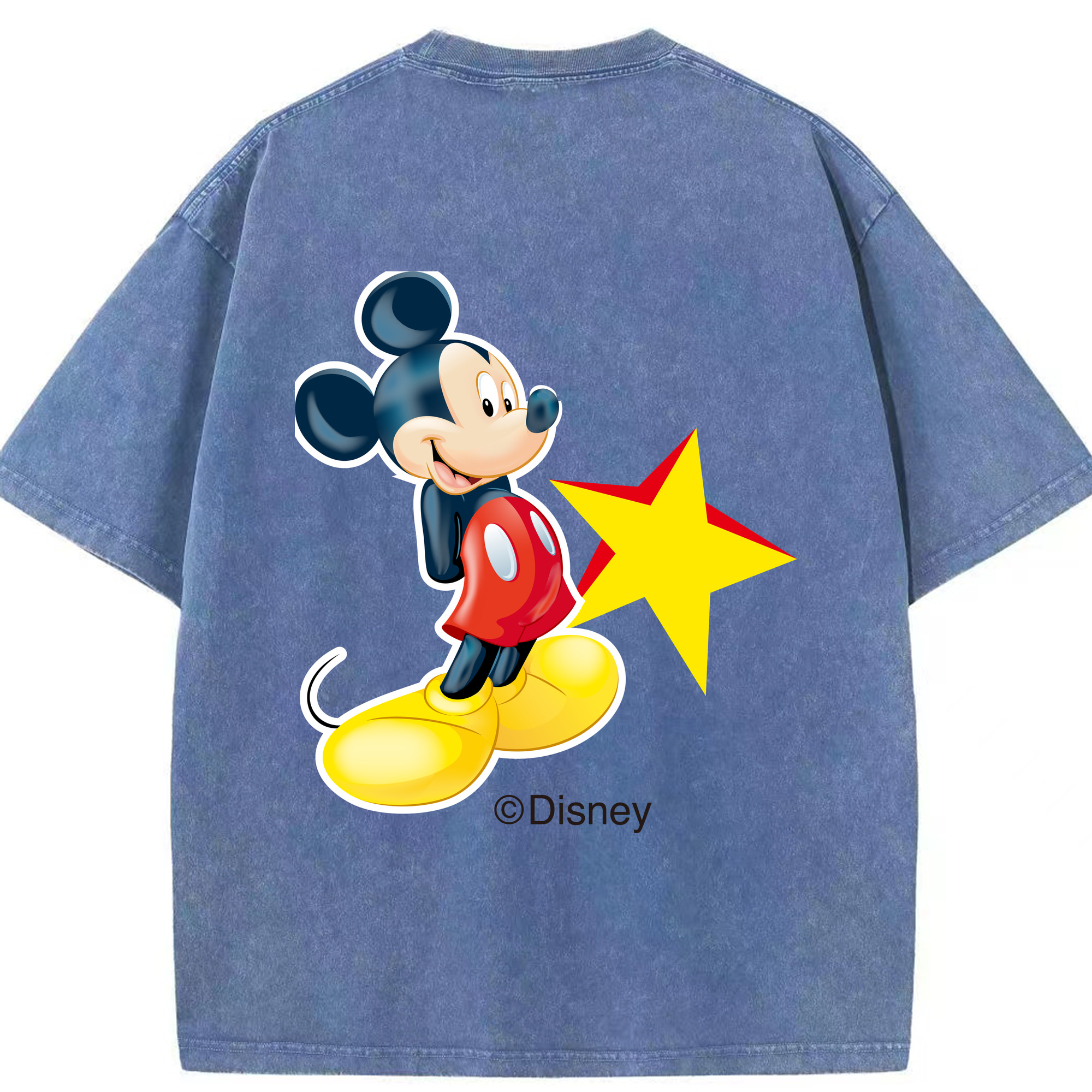 （画像用） ミッキーマウス Mickey Mouse 綿100% ヴィンテージ風 半袖Tシャツ（背面プリント）