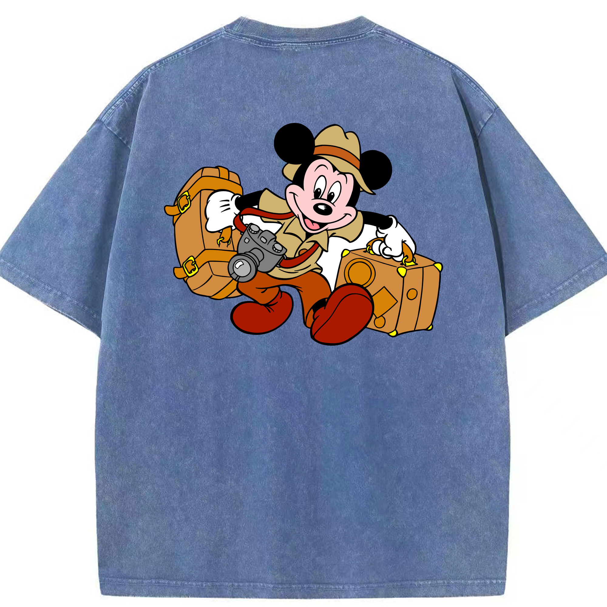 （画像用） ミッキーマウス Mickey Mouse 綿100% ヴィンテージ風 半袖Tシャツ（背面プリント）