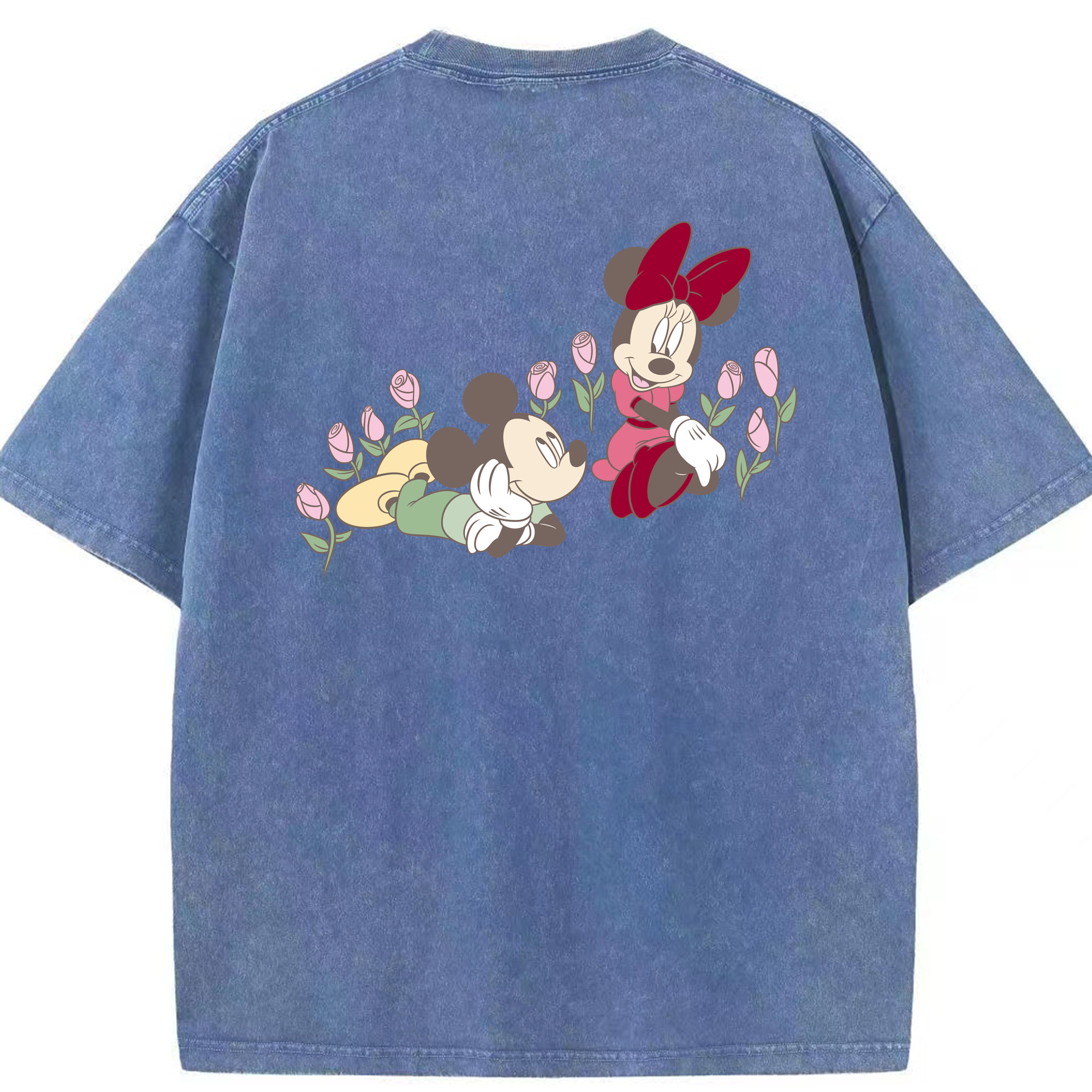 （画像用） ミッキーマウス Mickey Mouse 綿100% ヴィンテージ風 半袖Tシャツ（背面プリント）