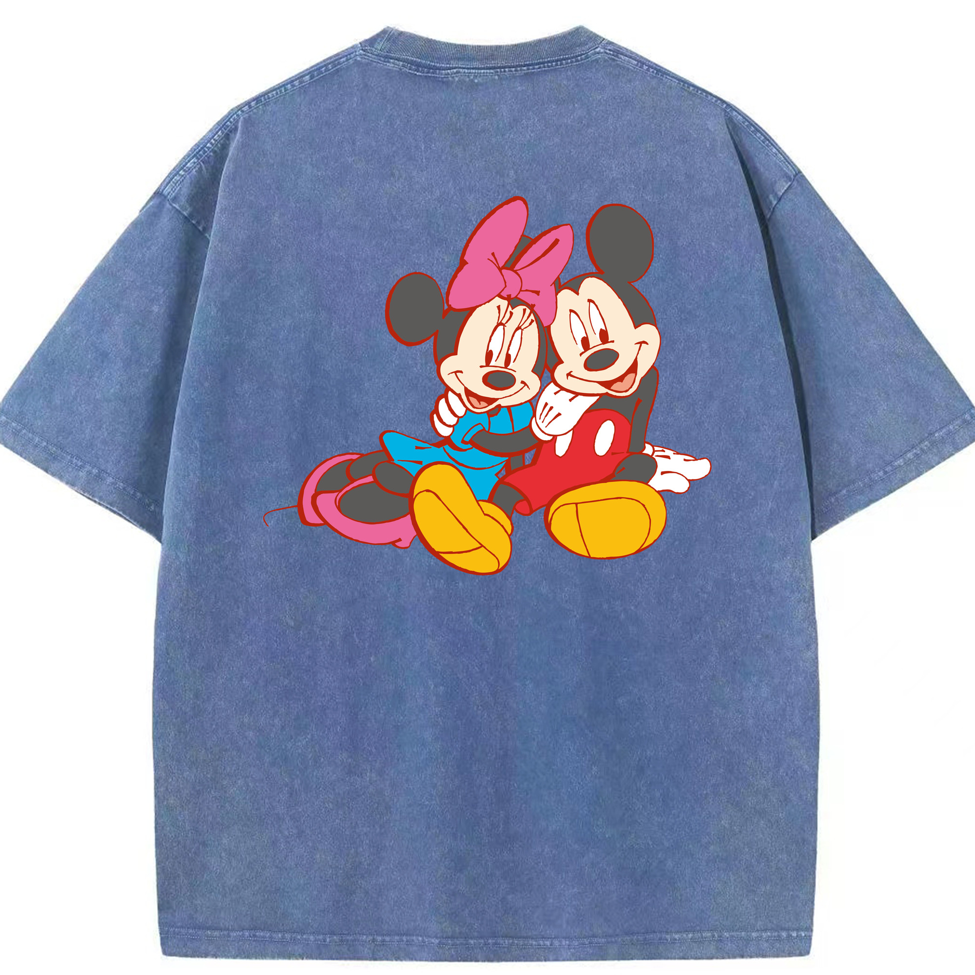 （画像用） ミッキーマウス Mickey Mouse 綿100% ヴィンテージ風 半袖Tシャツ（背面プリント）