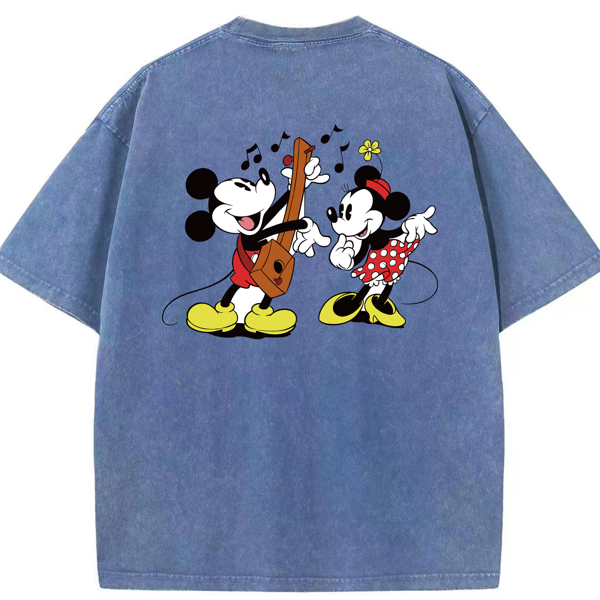 （画像用） ミッキーマウス Mickey Mouse 綿100% ヴィンテージ風 半袖Tシャツ（背面プリント）