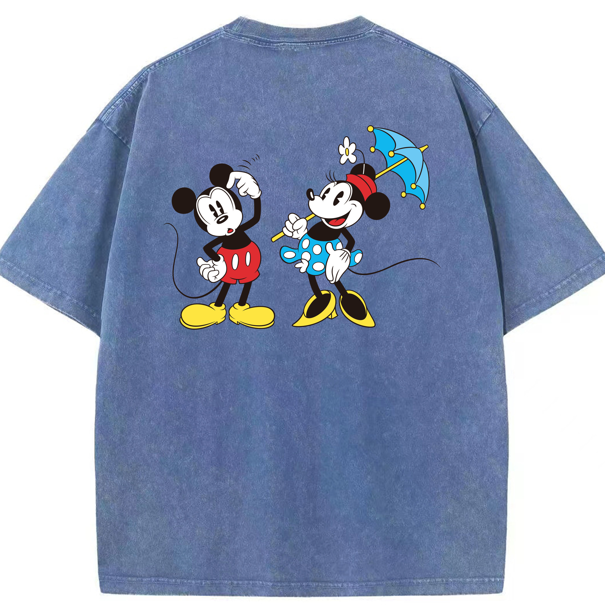 （画像用） ミッキーマウス Mickey Mouse 綿100% ヴィンテージ風 半袖Tシャツ（背面プリント）