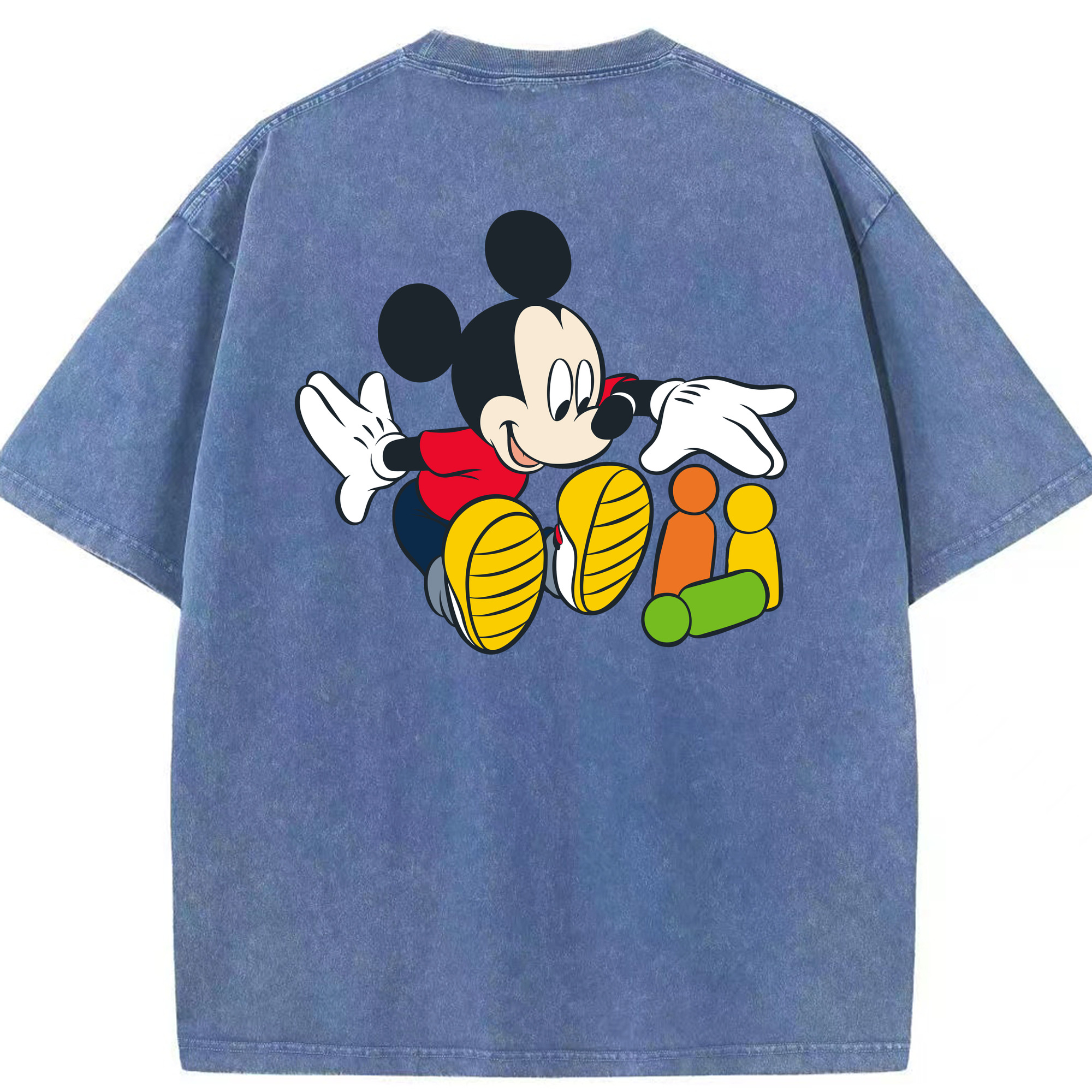 （画像用） ミッキーマウス Mickey Mouse 綿100% ヴィンテージ風 半袖Tシャツ（背面プリント）