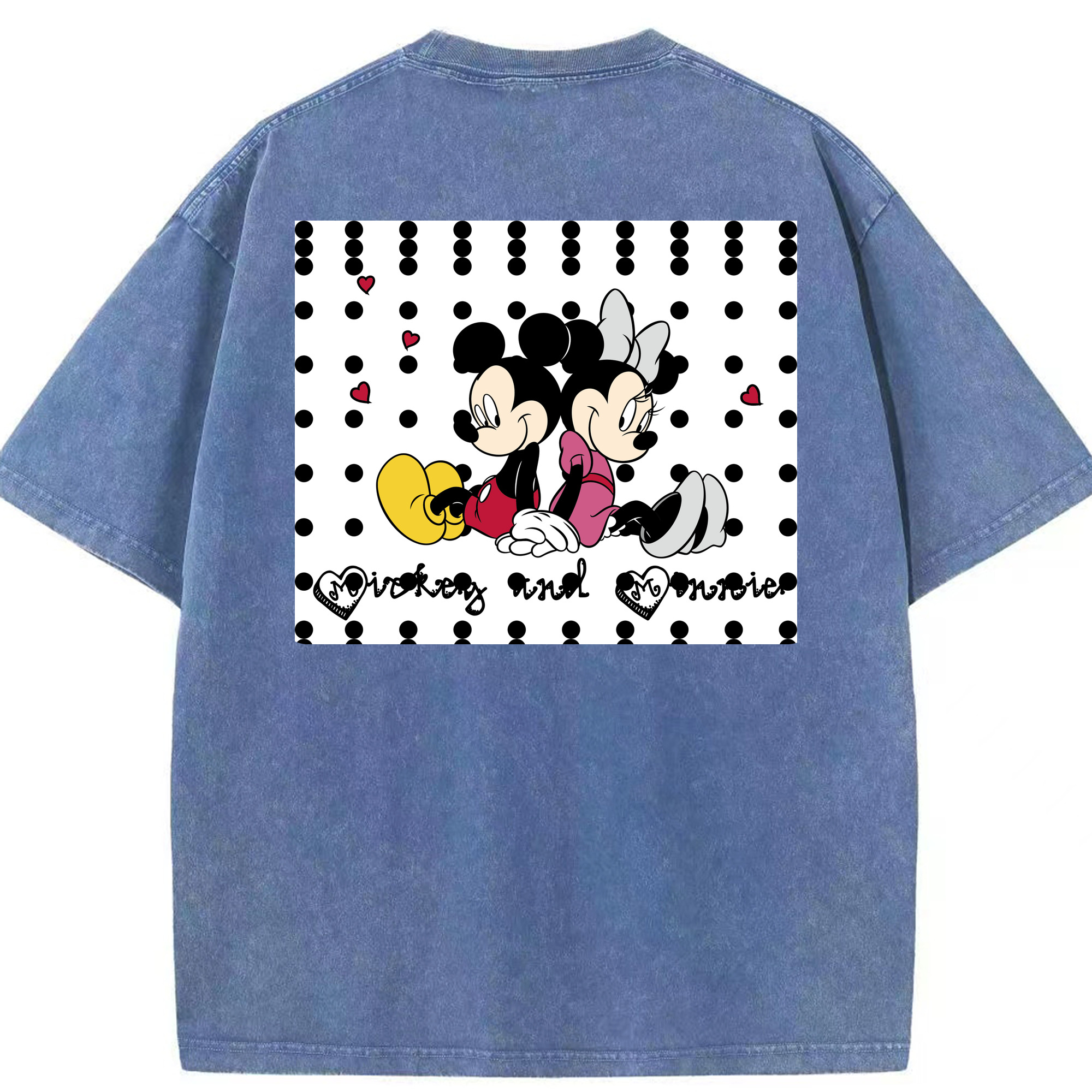 （画像用） ミッキーマウス Mickey Mouse 綿100% ヴィンテージ風 半袖Tシャツ（背面プリント）