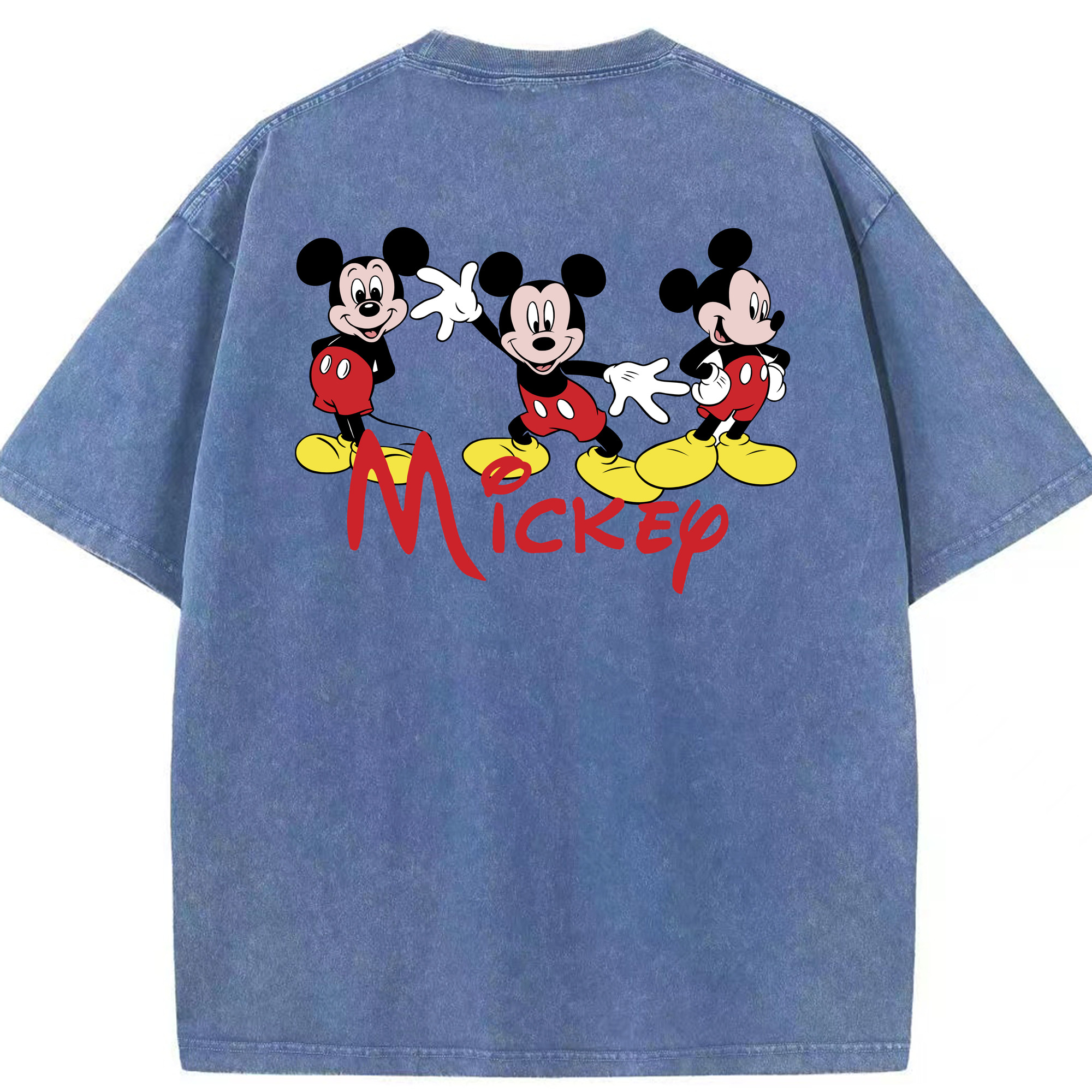 （画像用） ミッキーマウス Mickey Mouse 綿100% ヴィンテージ風 半袖Tシャツ（背面プリント）