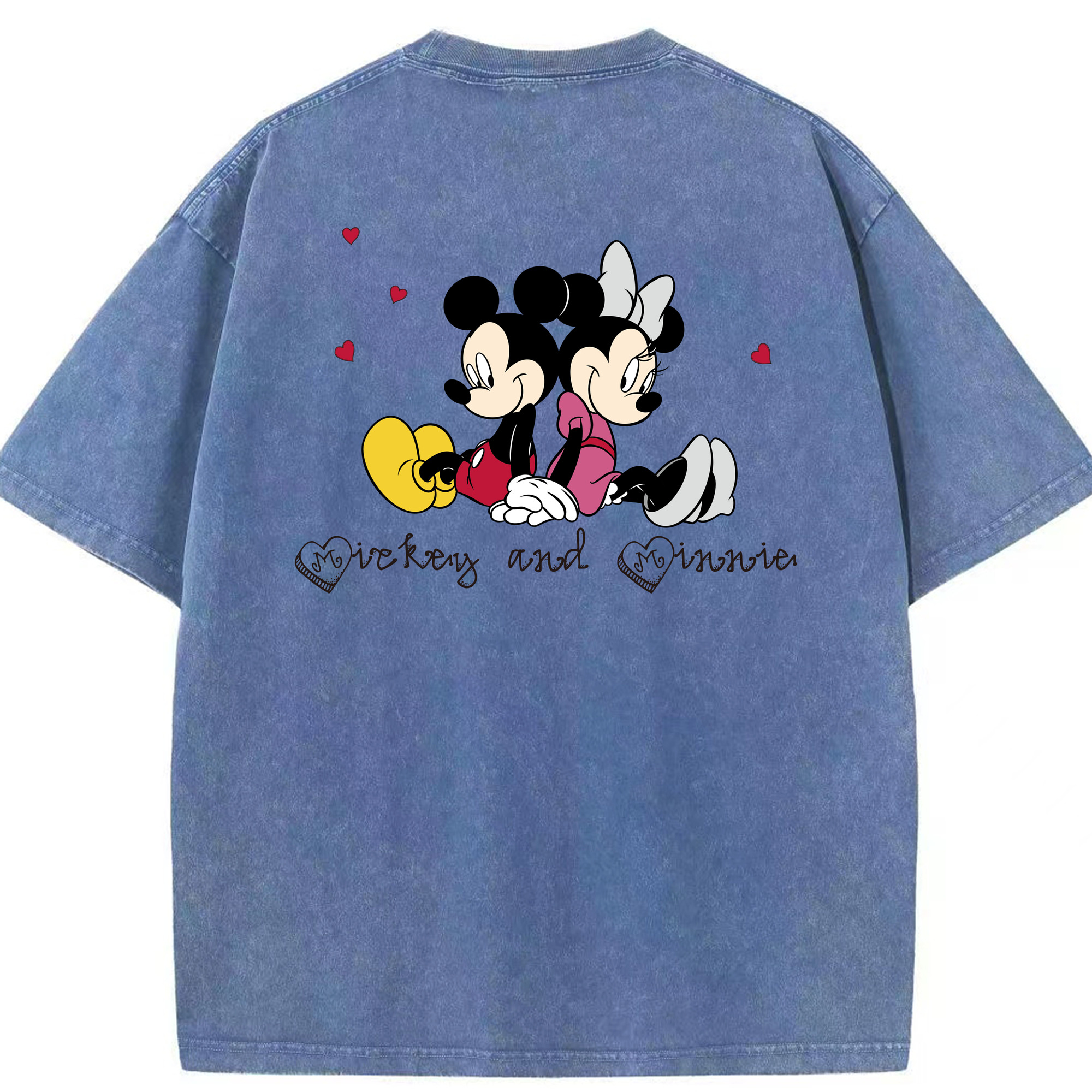 （画像用） ミッキーマウス Mickey Mouse 綿100% ヴィンテージ風 半袖Tシャツ（背面プリント）