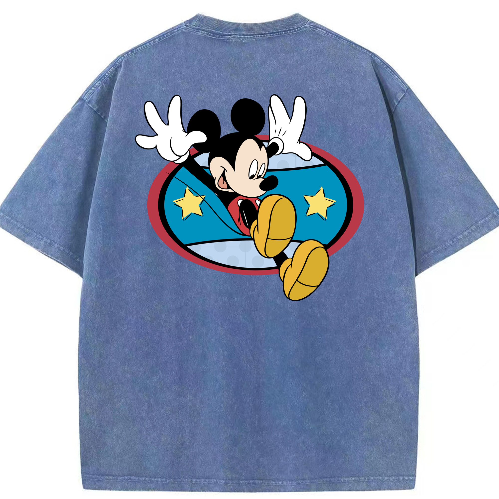 （画像用） ミッキーマウス Mickey Mouse 綿100% ヴィンテージ風 半袖Tシャツ（背面プリント）