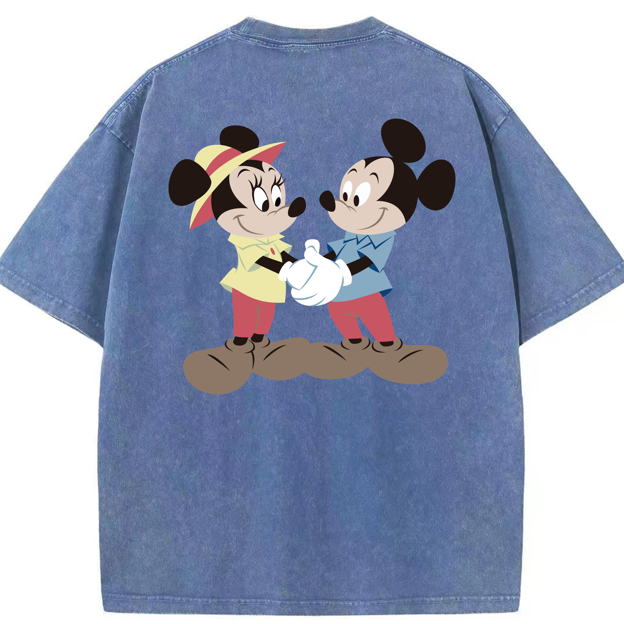 （画像用） ミッキーマウス Mickey Mouse 綿100% ヴィンテージ風 半袖Tシャツ（背面プリント）