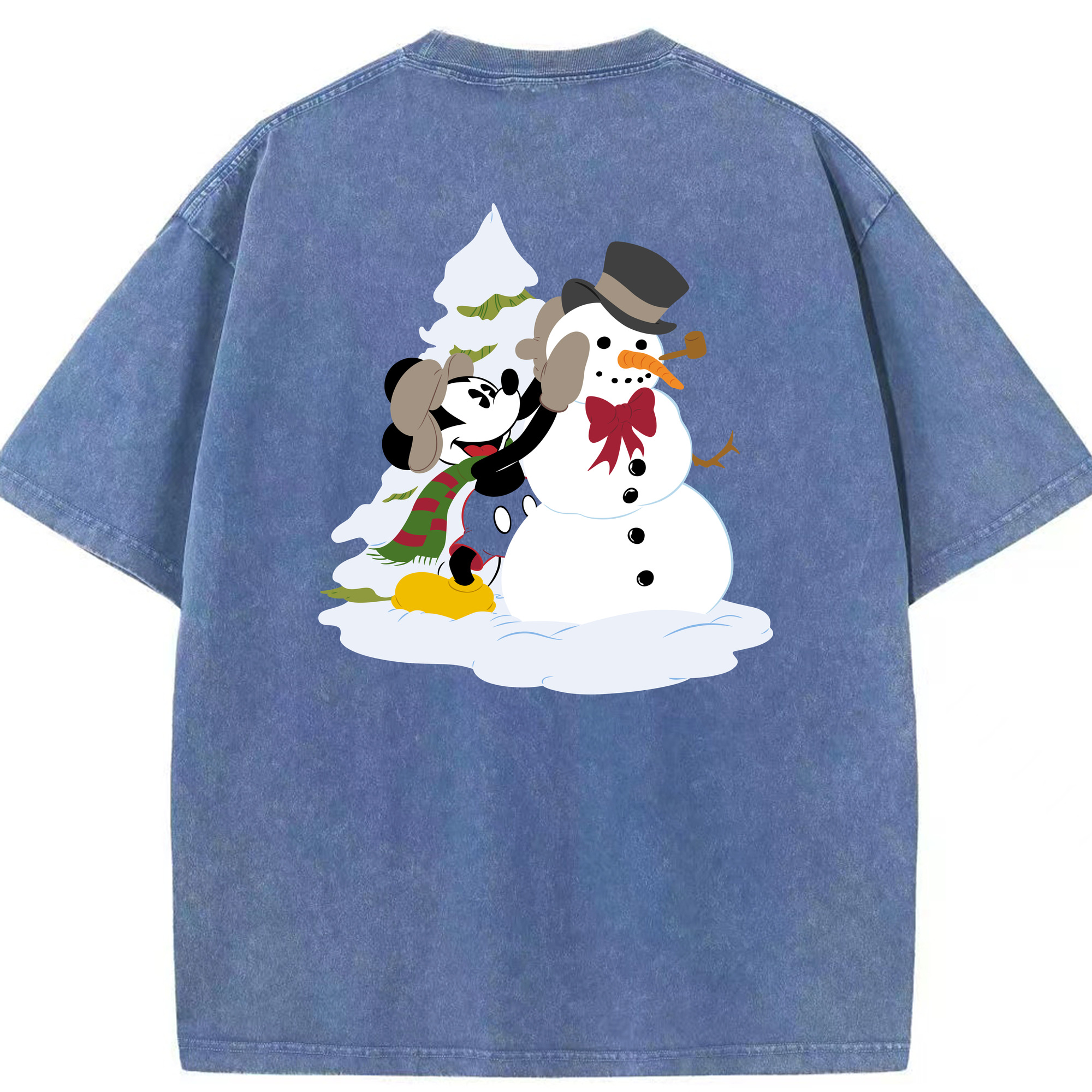 （画像用） ミッキーマウス Mickey Mouse 綿100% ヴィンテージ風 半袖Tシャツ（背面プリント）