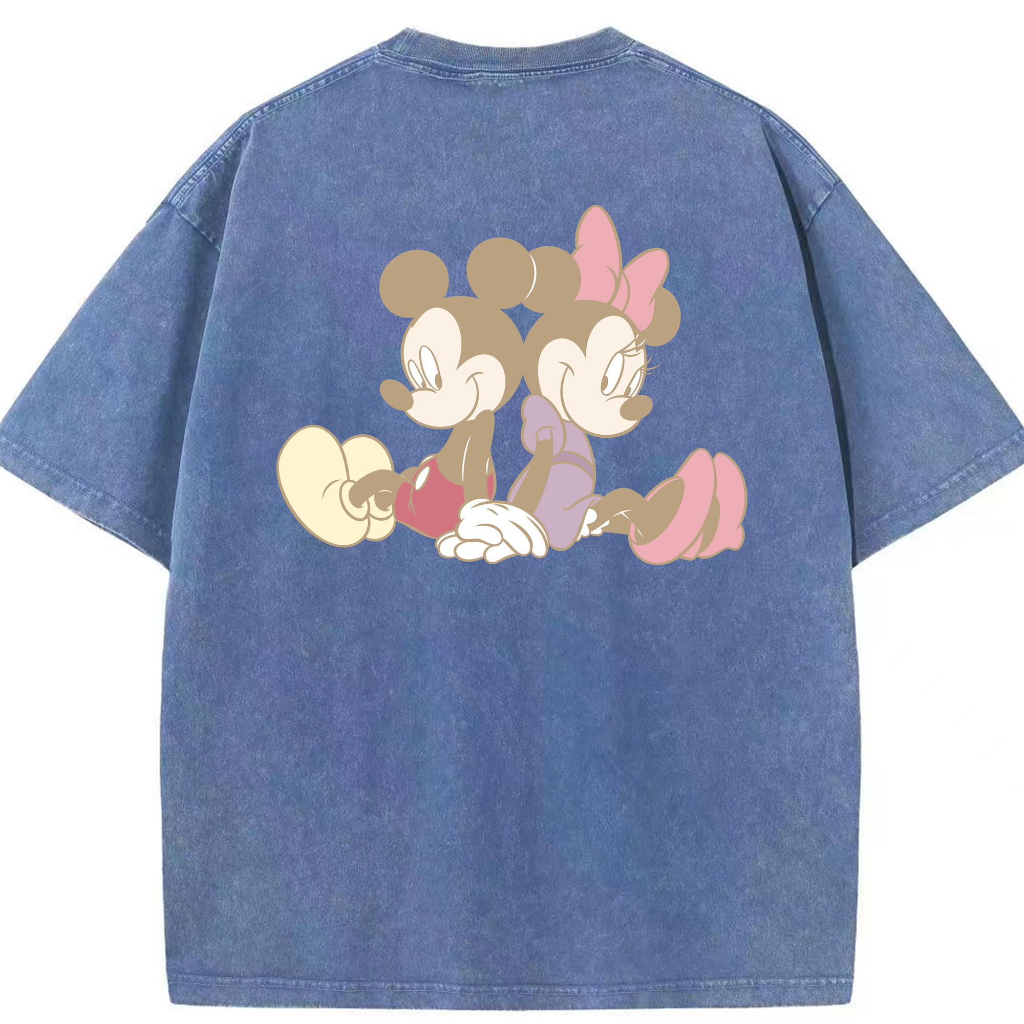 （画像用） ミッキーマウス Mickey Mouse 綿100% ヴィンテージ風 半袖Tシャツ（背面プリント）